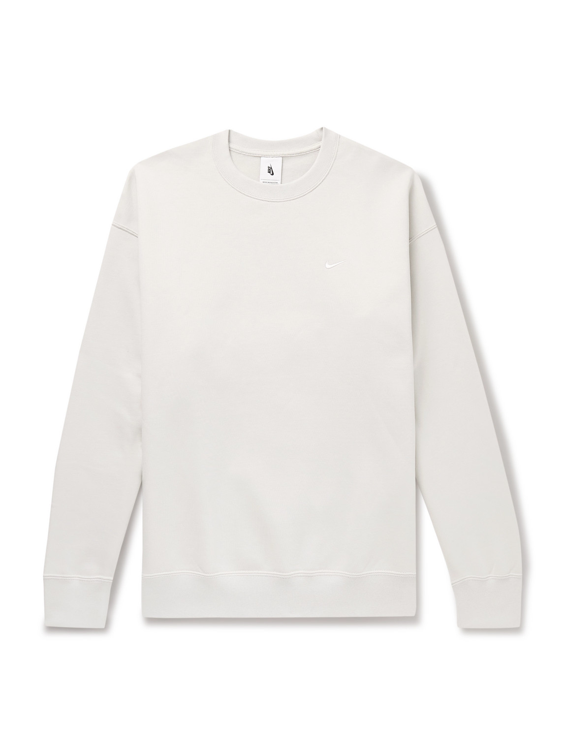 Nike Solo Swoosh Logo-embroidered Cotton-blend Jersey Sweatshirt In Neutrals