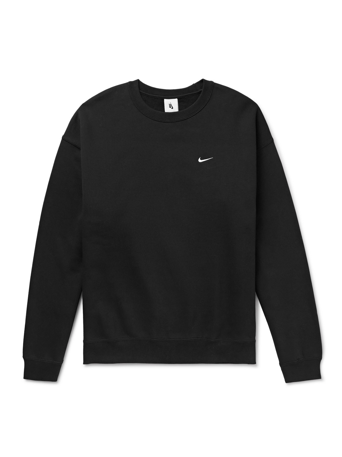 Nike Solo Swoosh Logo-embroidered Cotton-blend Jersey Sweatshirt In Black