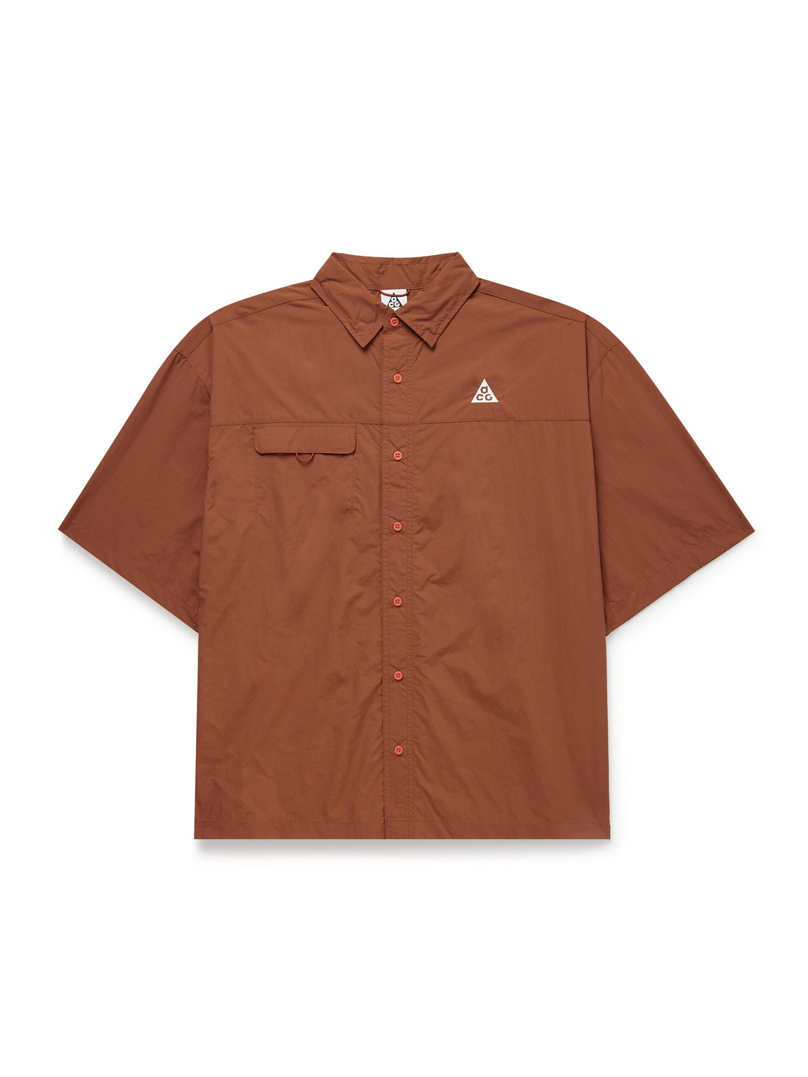 Nike Acg Orb Weaver Oversized Logo-embroidered Nylon Shirt In Red