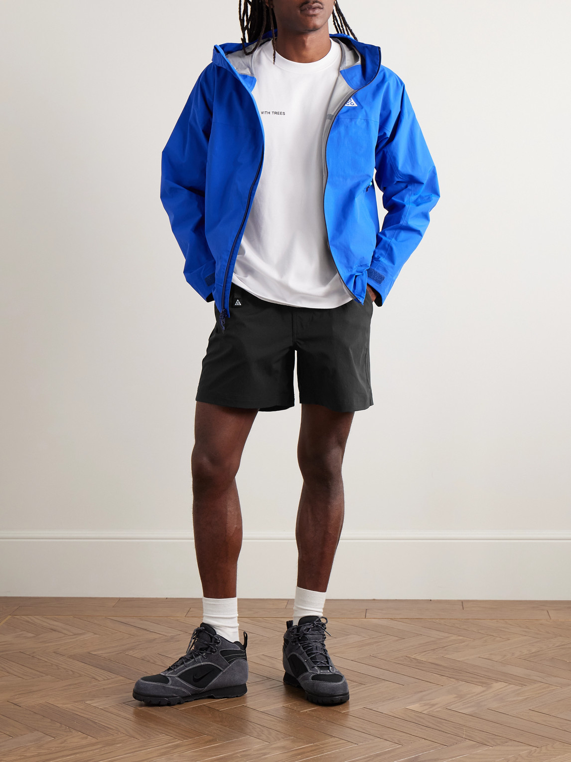 Nike Acg Snowgrass Straight-leg Mesh-trimmed Belted Nylon Shorts In Black