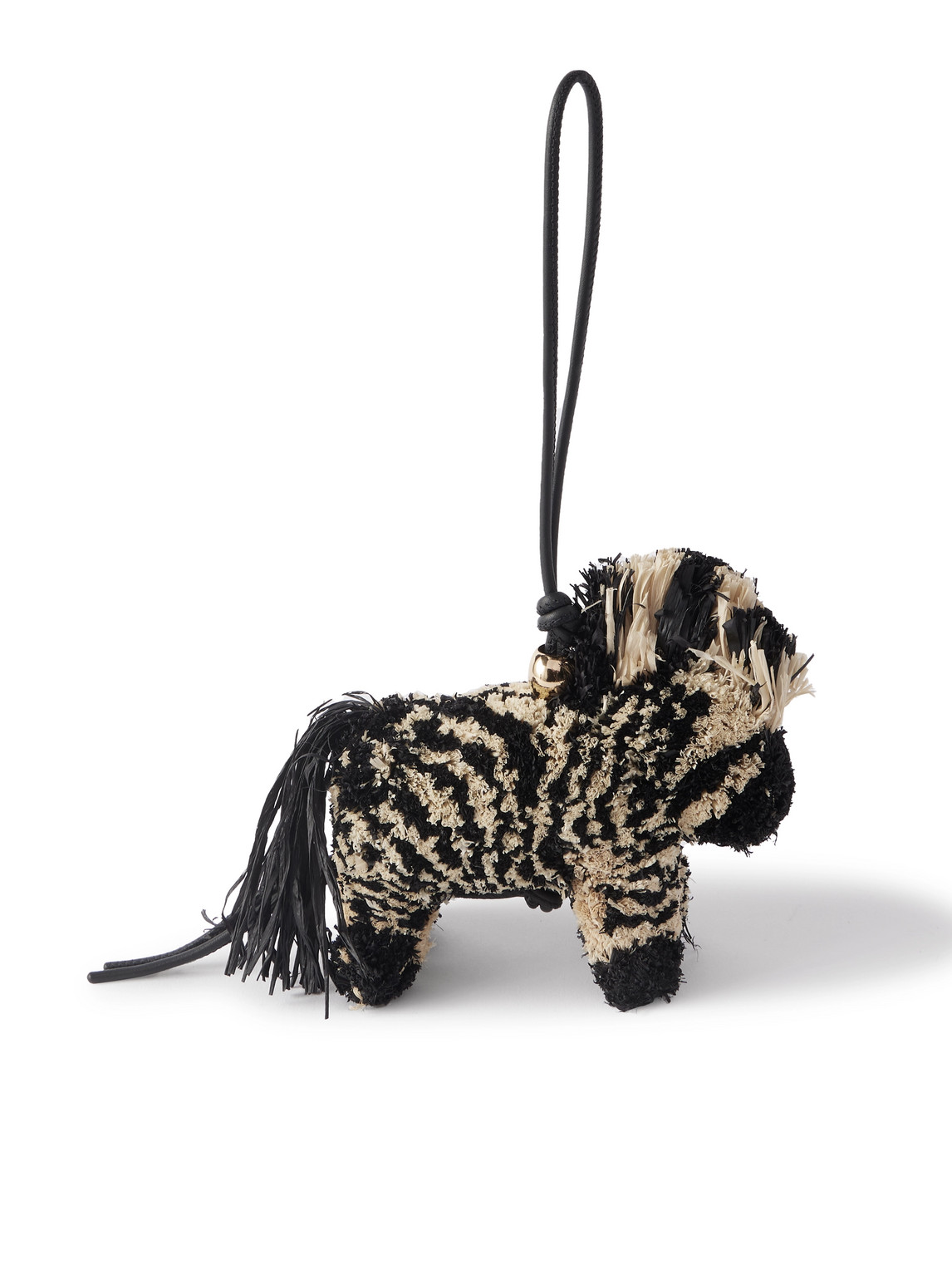 Paula's Ibiza Zebra Leather-Trimmed Raffia Charm