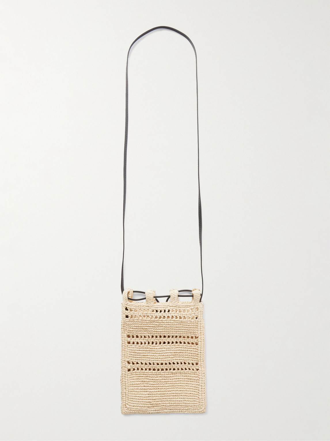 Loewe Paula's Ibiza Leather-trimmed Embroidered Raffia Messenger Bag In Neutrals