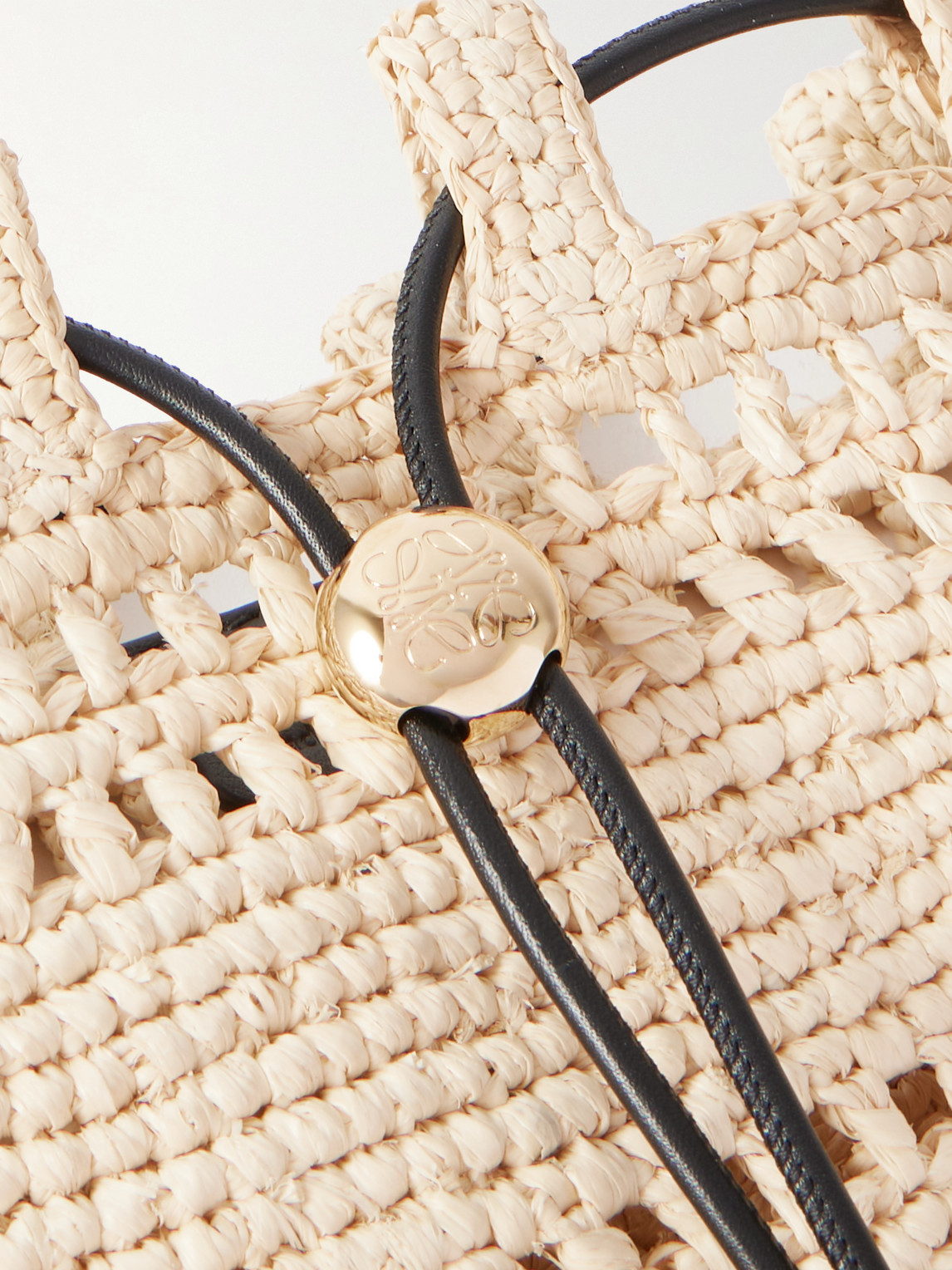 Loewe Paula's Ibiza Leather-trimmed Embroidered Raffia Messenger Bag In Neutrals