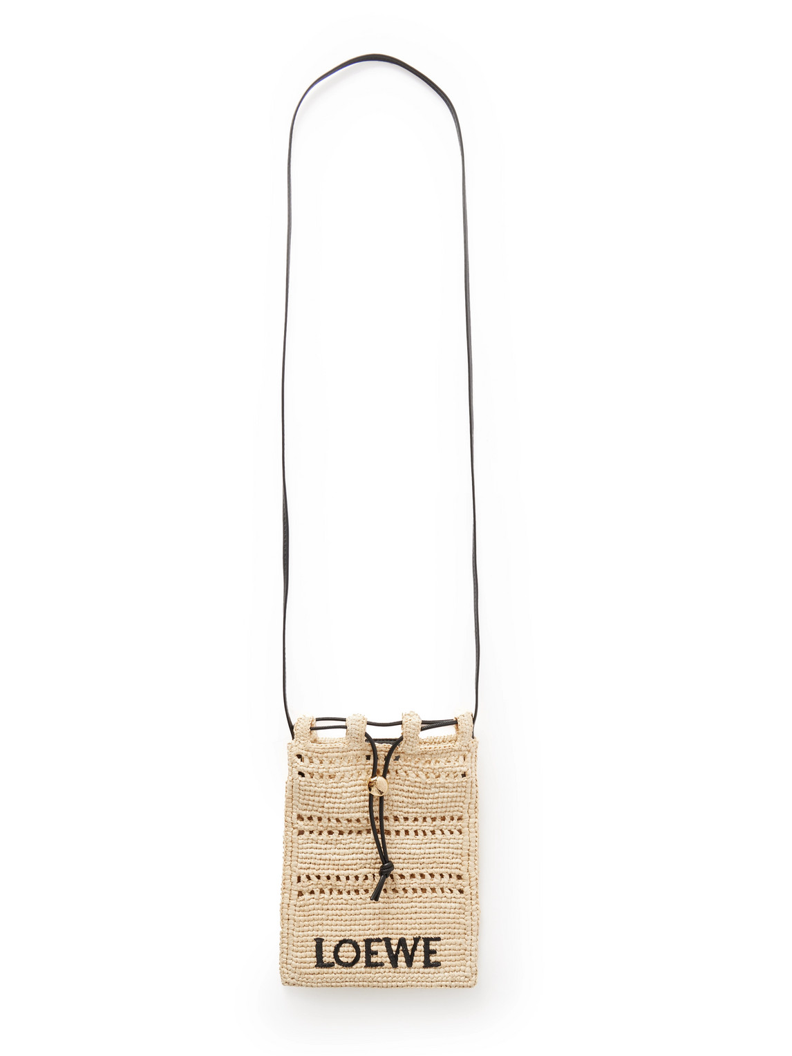 Loewe Paula's Ibiza Leather-trimmed Embroidered Raffia Messenger Bag In Neutrals