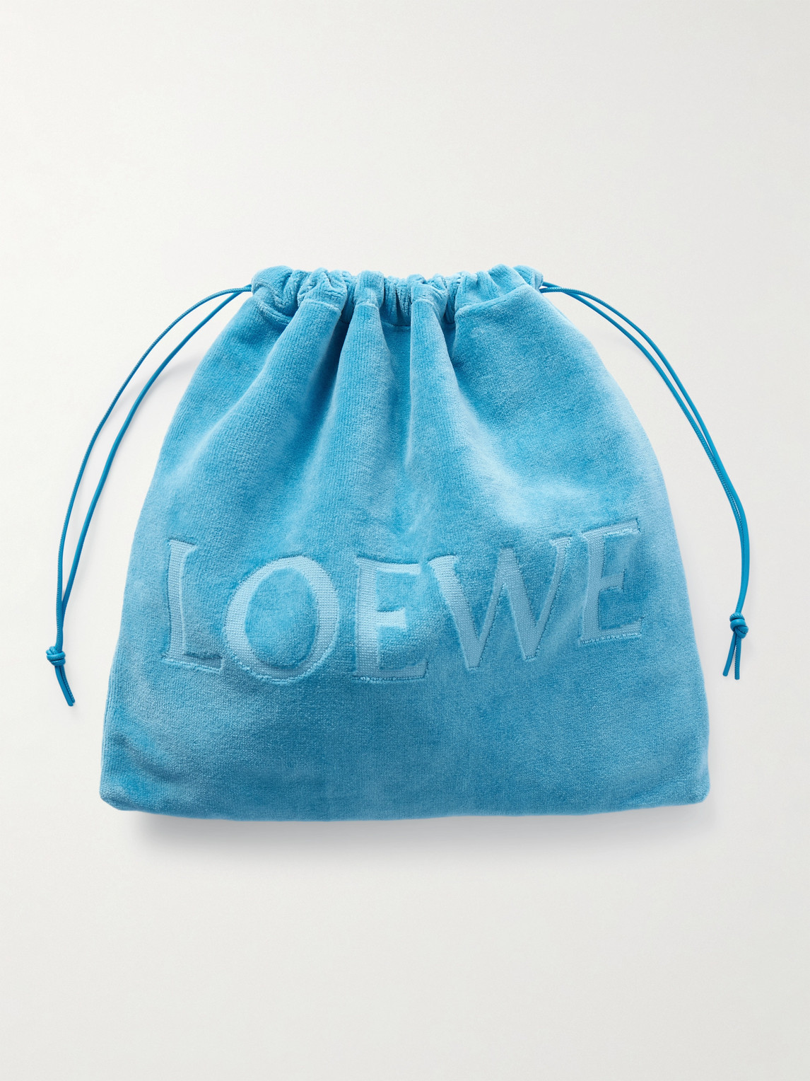 Loewe Paula's Ibiza Logo-Debossed Leather-Trimmed Cotton-Terry Drawstring Pouch - Men