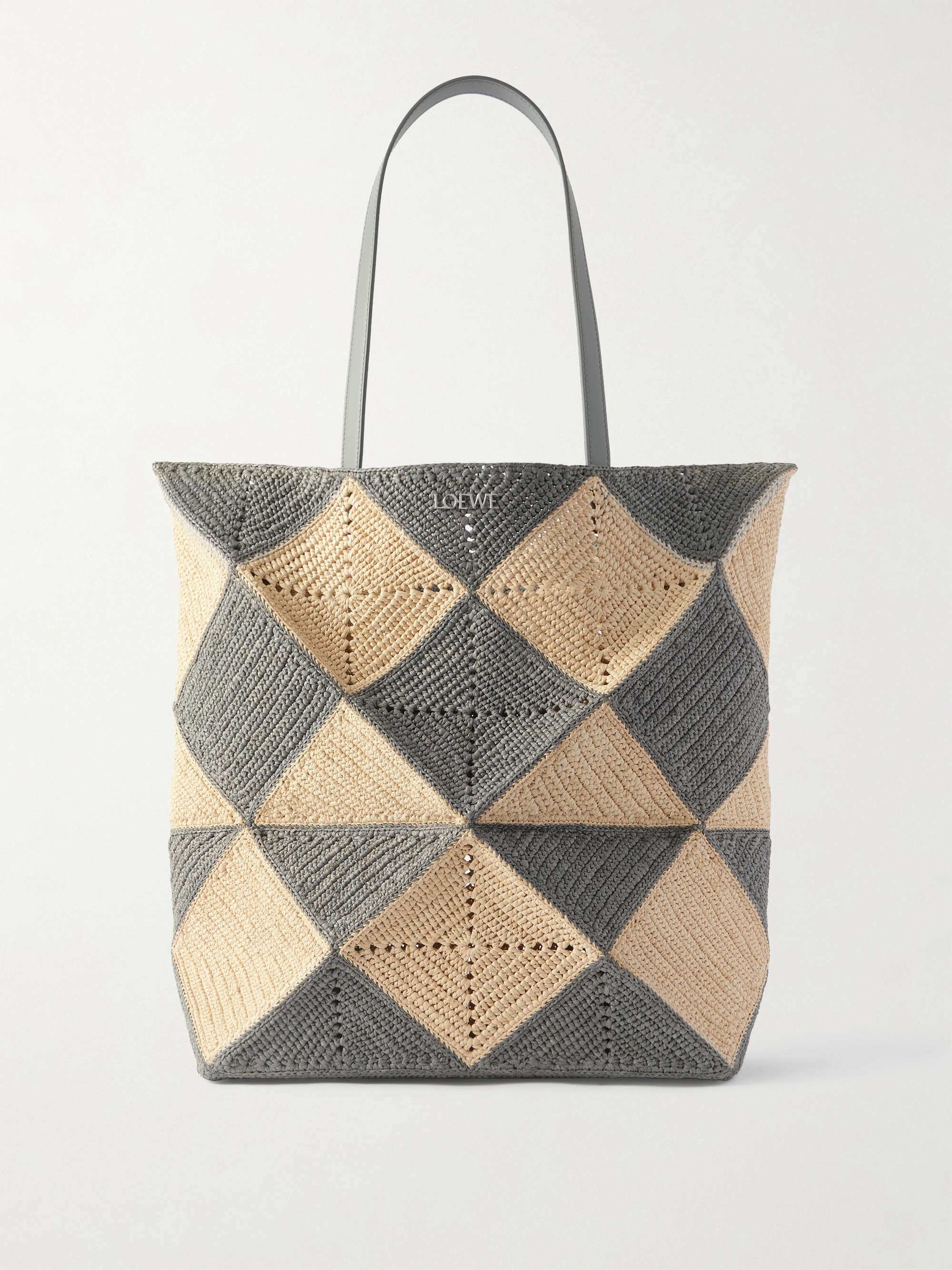 LOEWE + Paula's Ibiza Puzzle ラフィア XL トートバッグ レザー