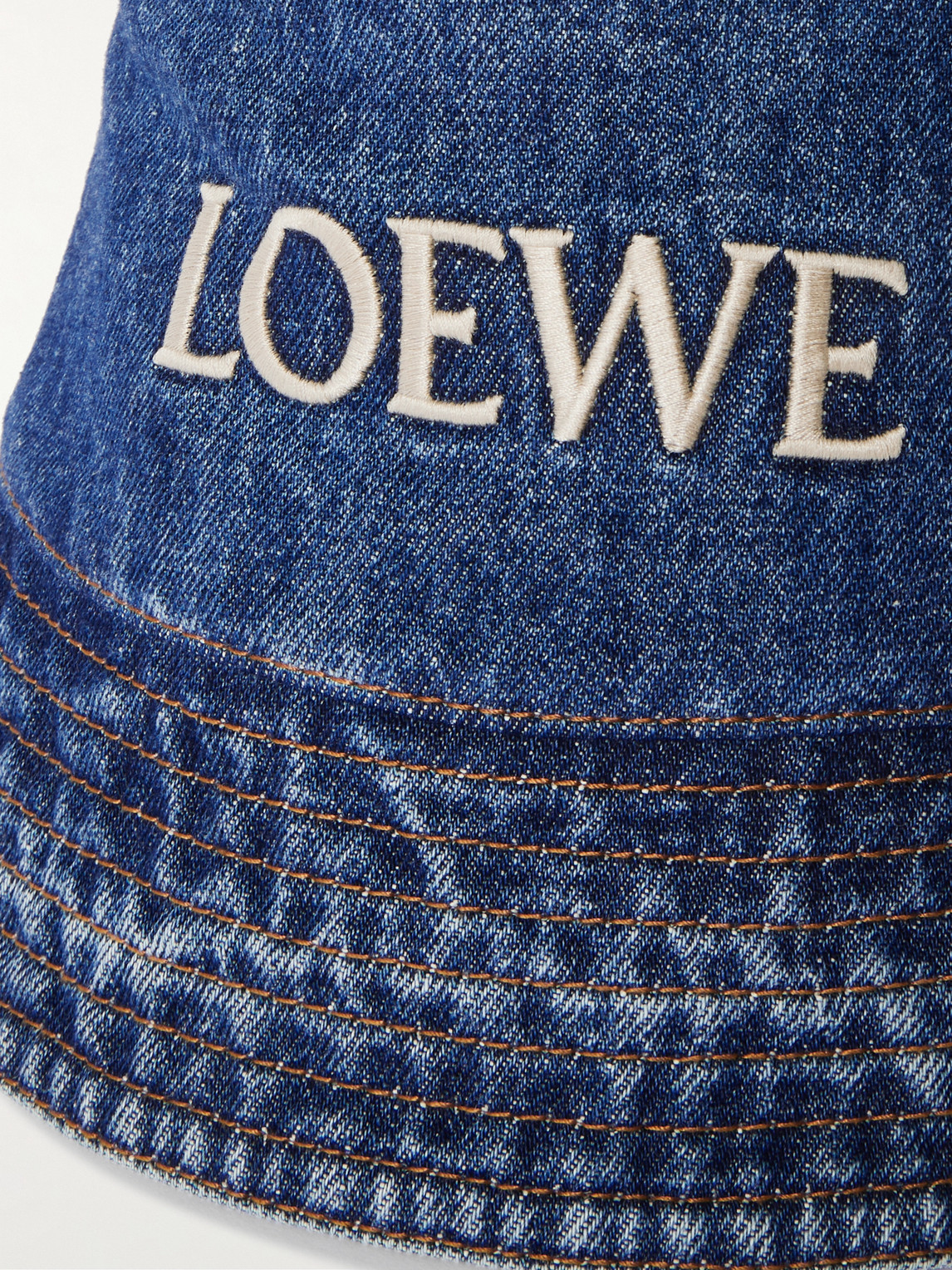 LOEWE PAULA'S IBIZA LOGO-EMBROIDERED DENIM BUCKET HAT