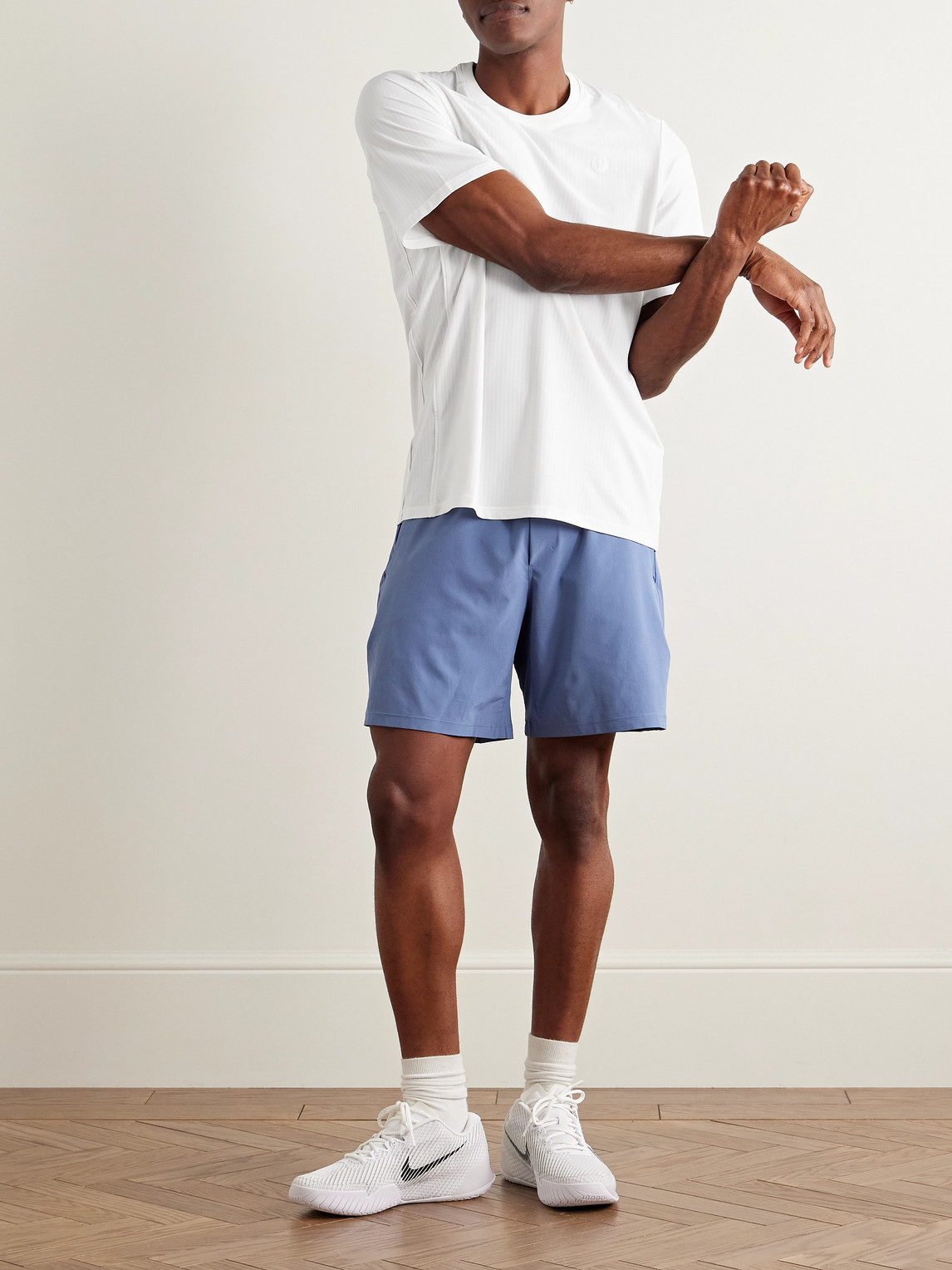 LULULEMON LOGO-PRINT RECYCLED-MESH TENNIS T-SHIRT