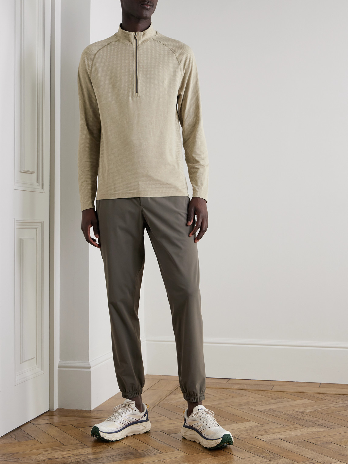 Lululemon Metal Vent Tech 2.5 Slim-fit Stretch-jersey Half-zip Top In Neutrals