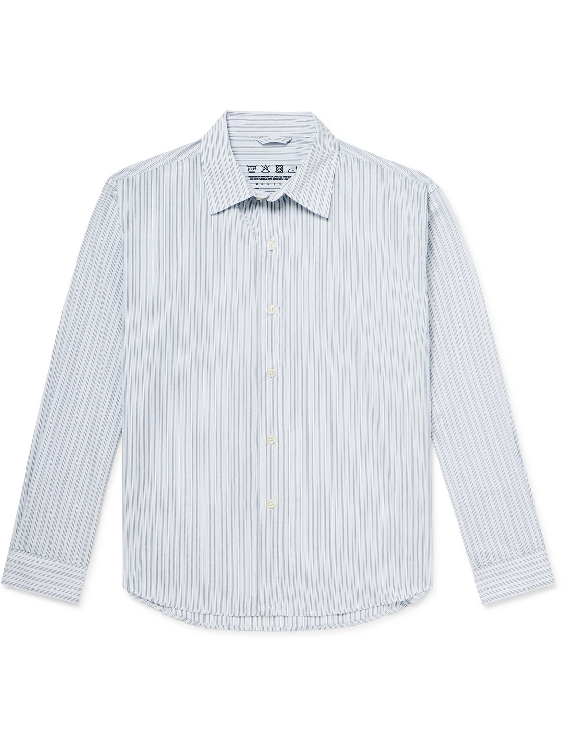 Mfpen Common Pinstriped Cotton Shirt In Blue