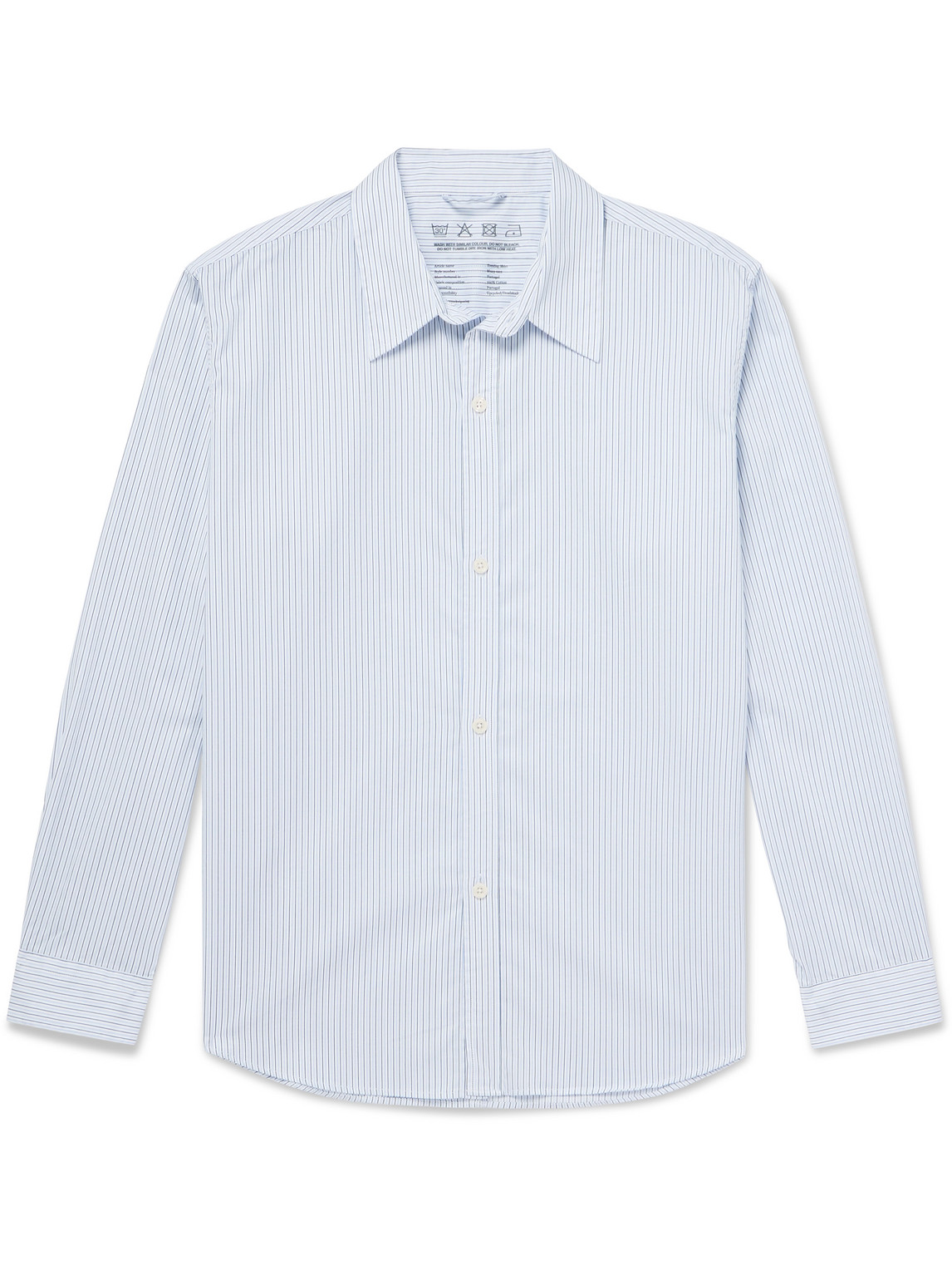 Mfpen Evening Pinstriped Cotton-poplin Shirt In Blue