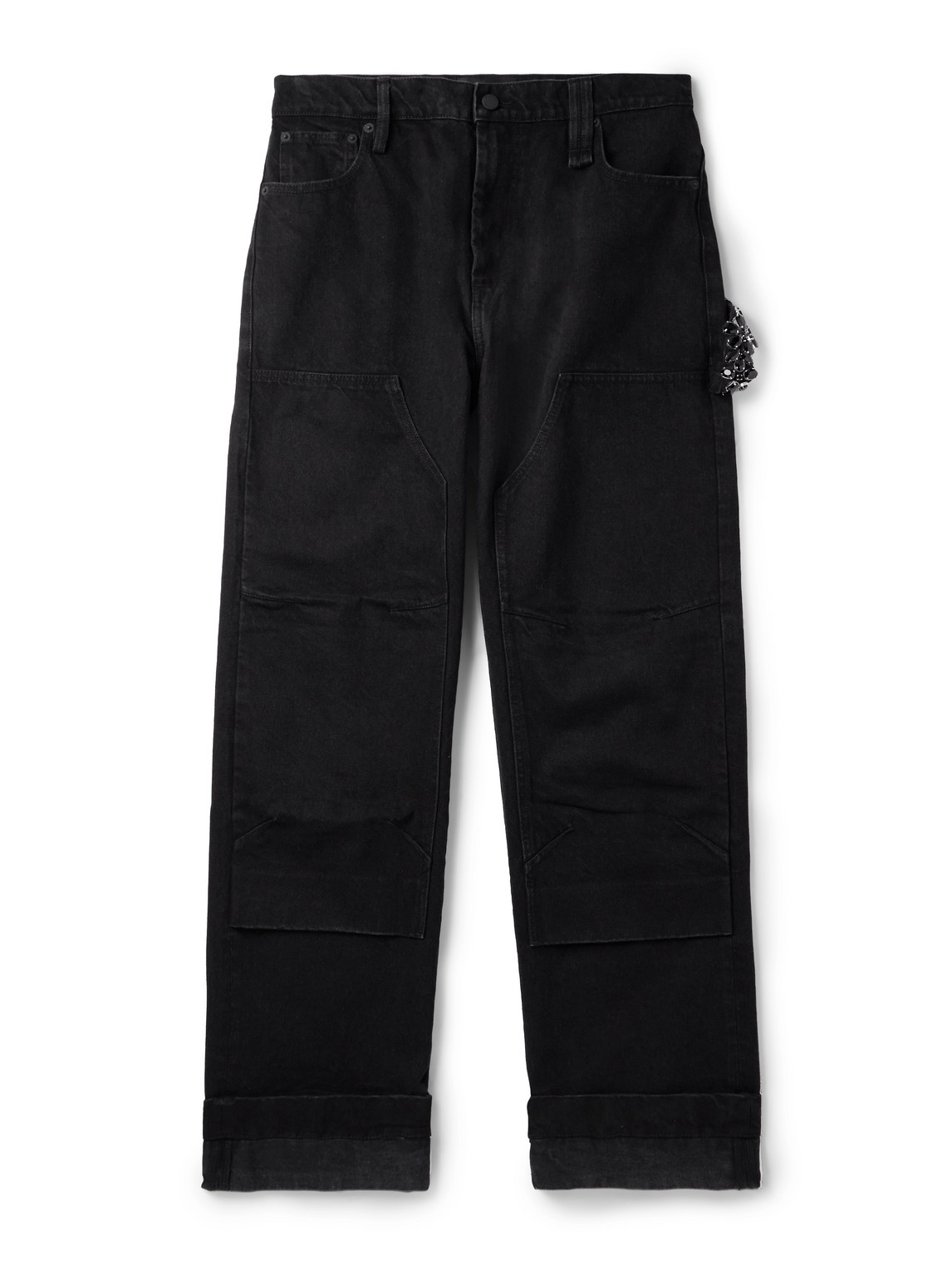 Simone Rocha Wide-leg Crystal-embellished Jeans In Black