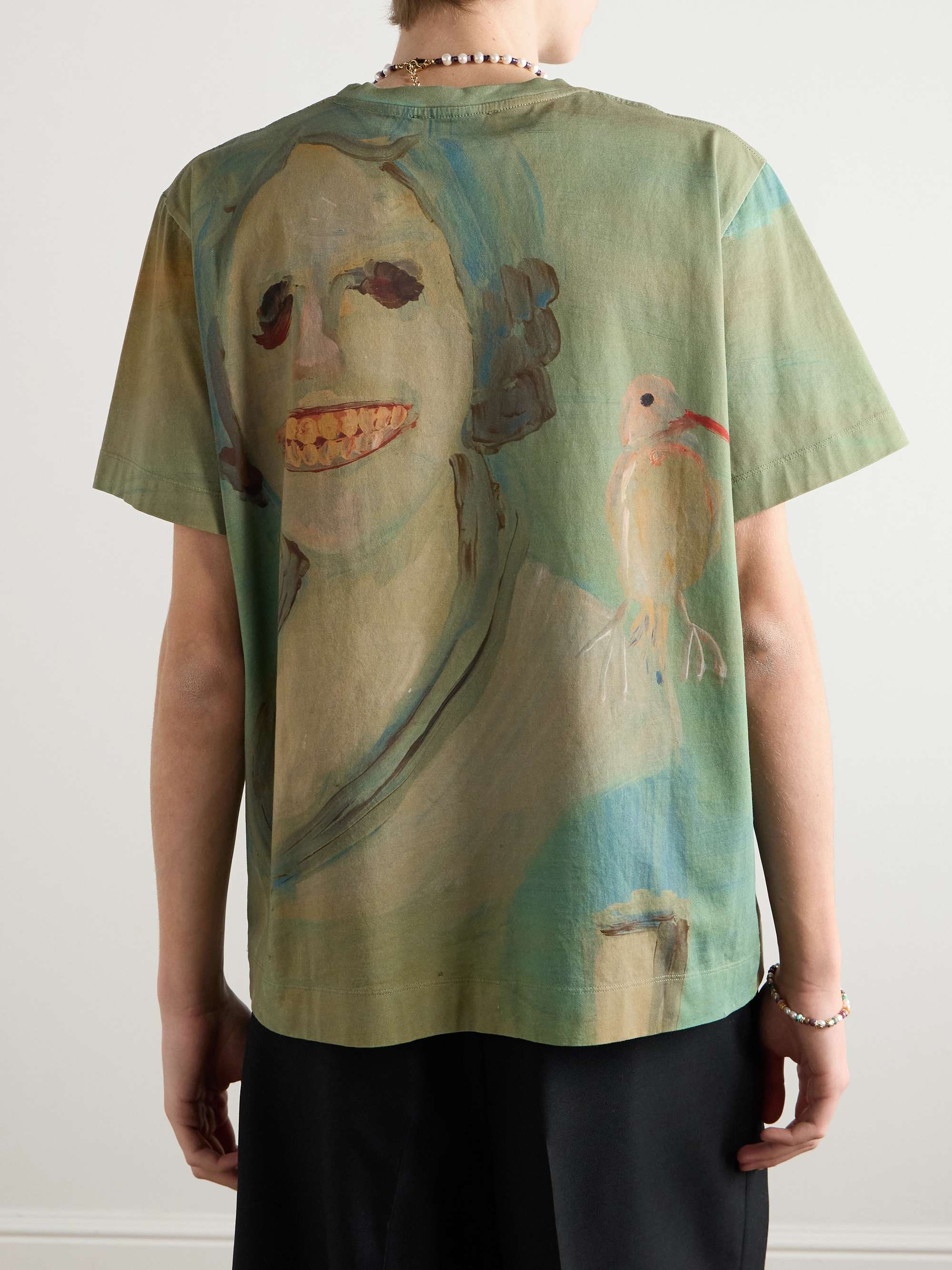 SIMONE ROCHA Lady With A Bird Printed Cotton-Jersey T-Shirt