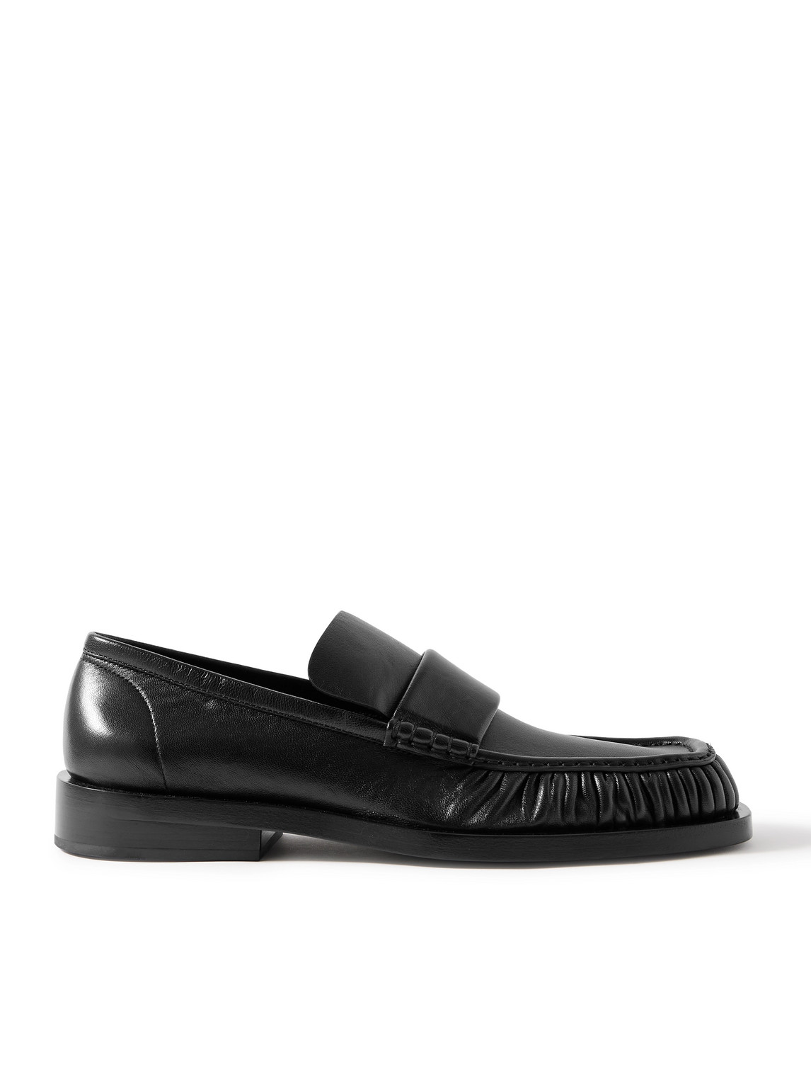 Jil Sander Leather Penny Loafers In Black