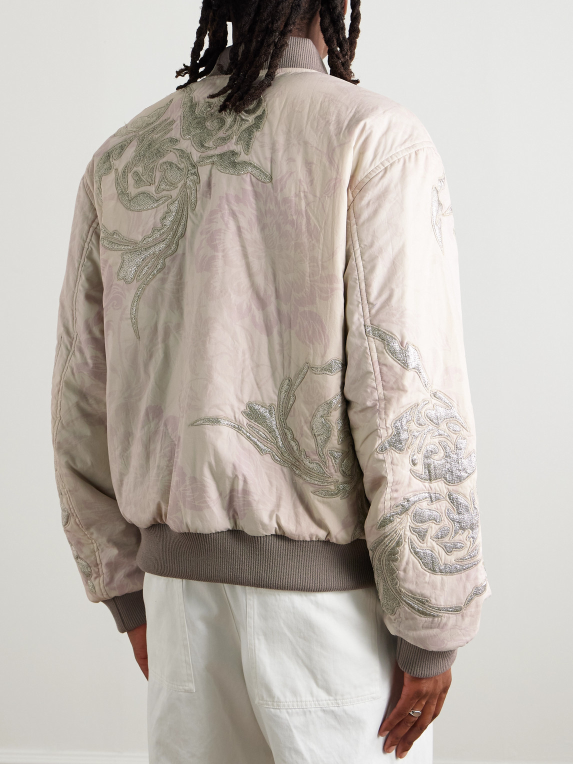  Dries Van Noten - Reversible Embroidered Floral-print Cotton And Lamé Bomber Jacket - Men - Pink - Xl 