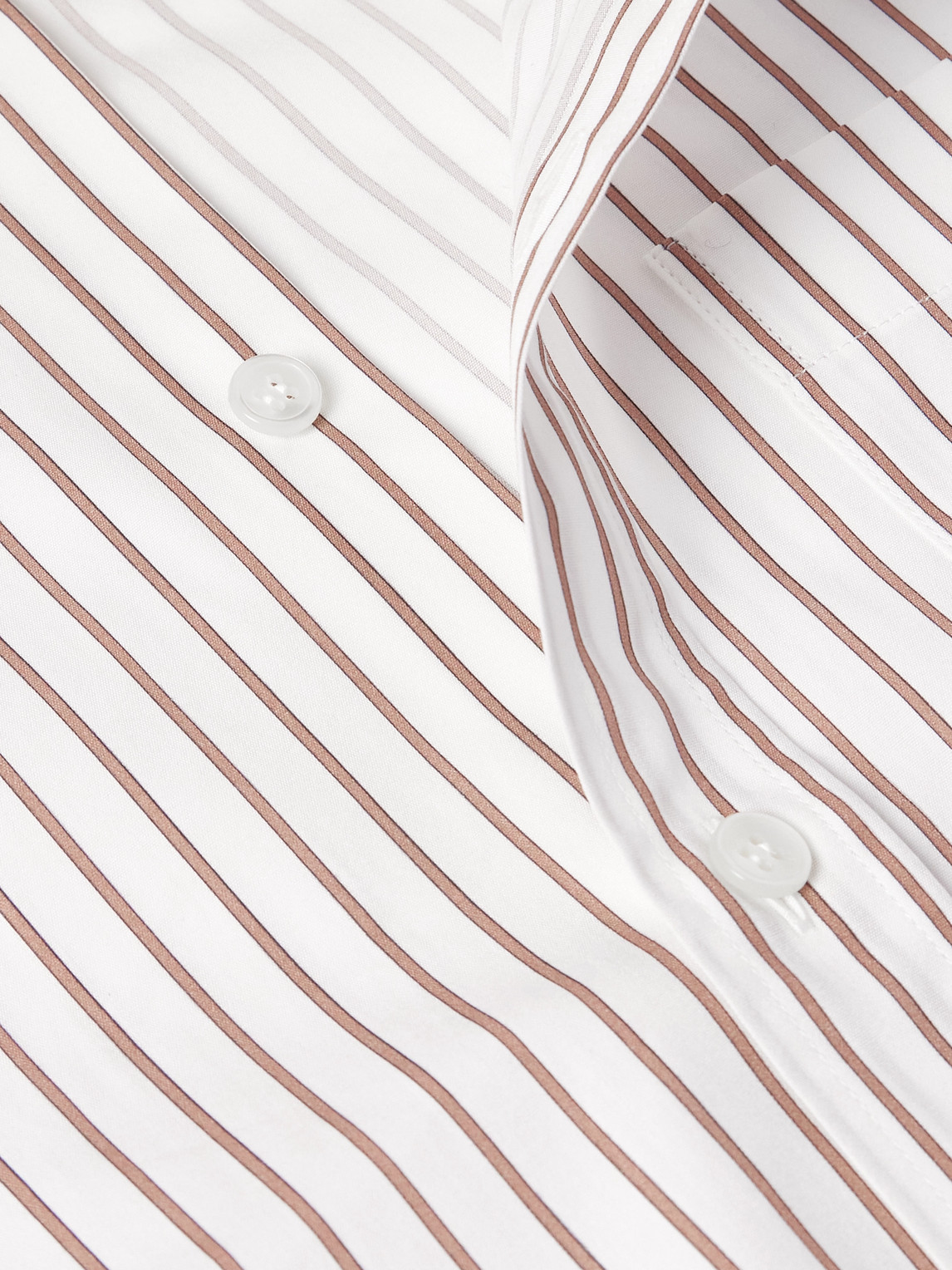 Saint Laurent Cassandre Shirt In Striped Cotton Poplin In Neutral