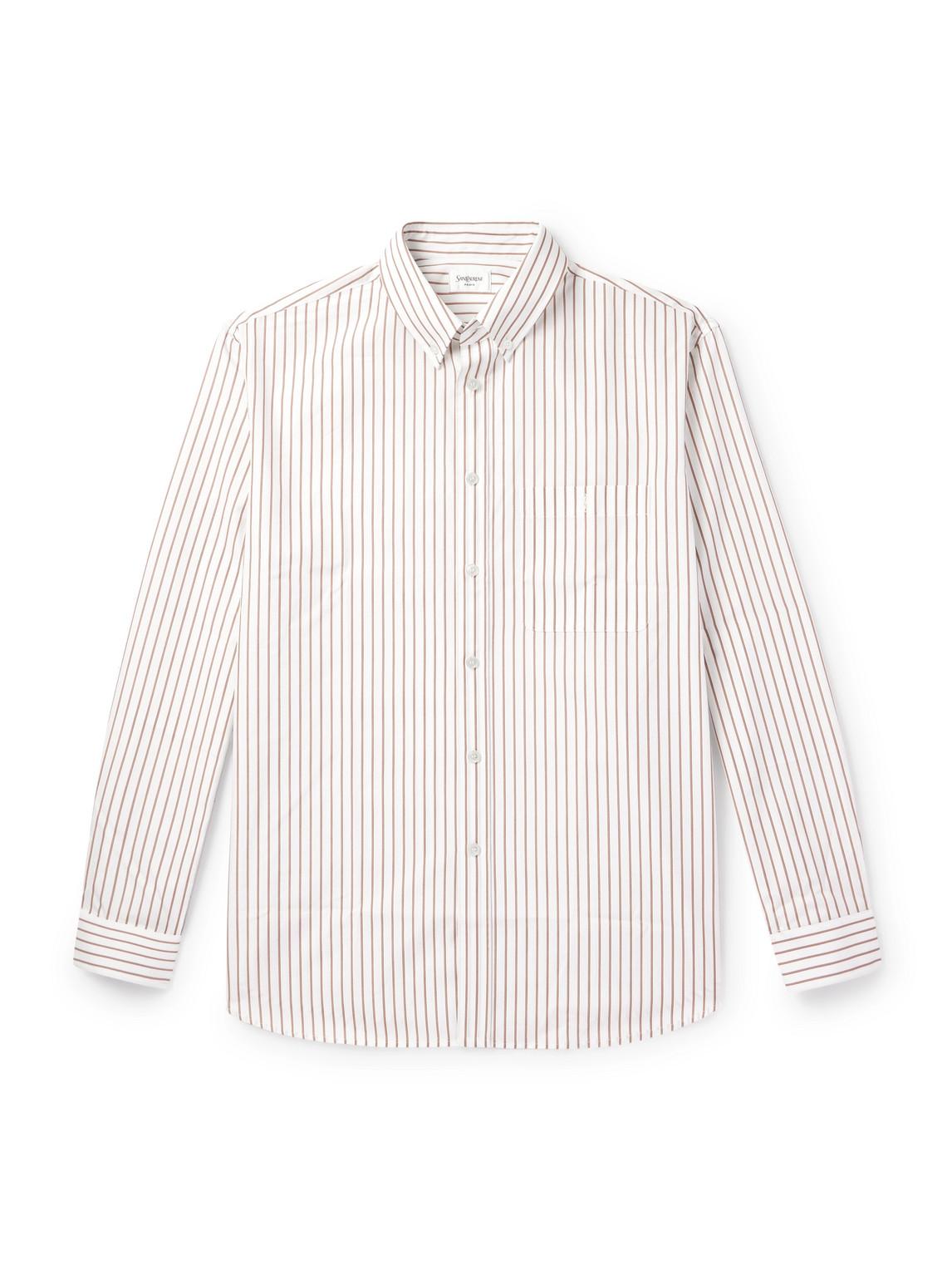 Saint Laurent Striped Cotton-poplin Shirt In White