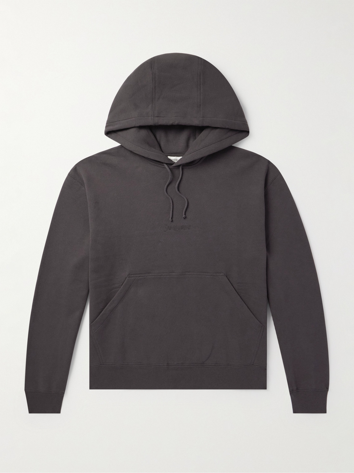 Saint Laurent Logo-Embroidered Cotton-Jersey Hoodie - Men