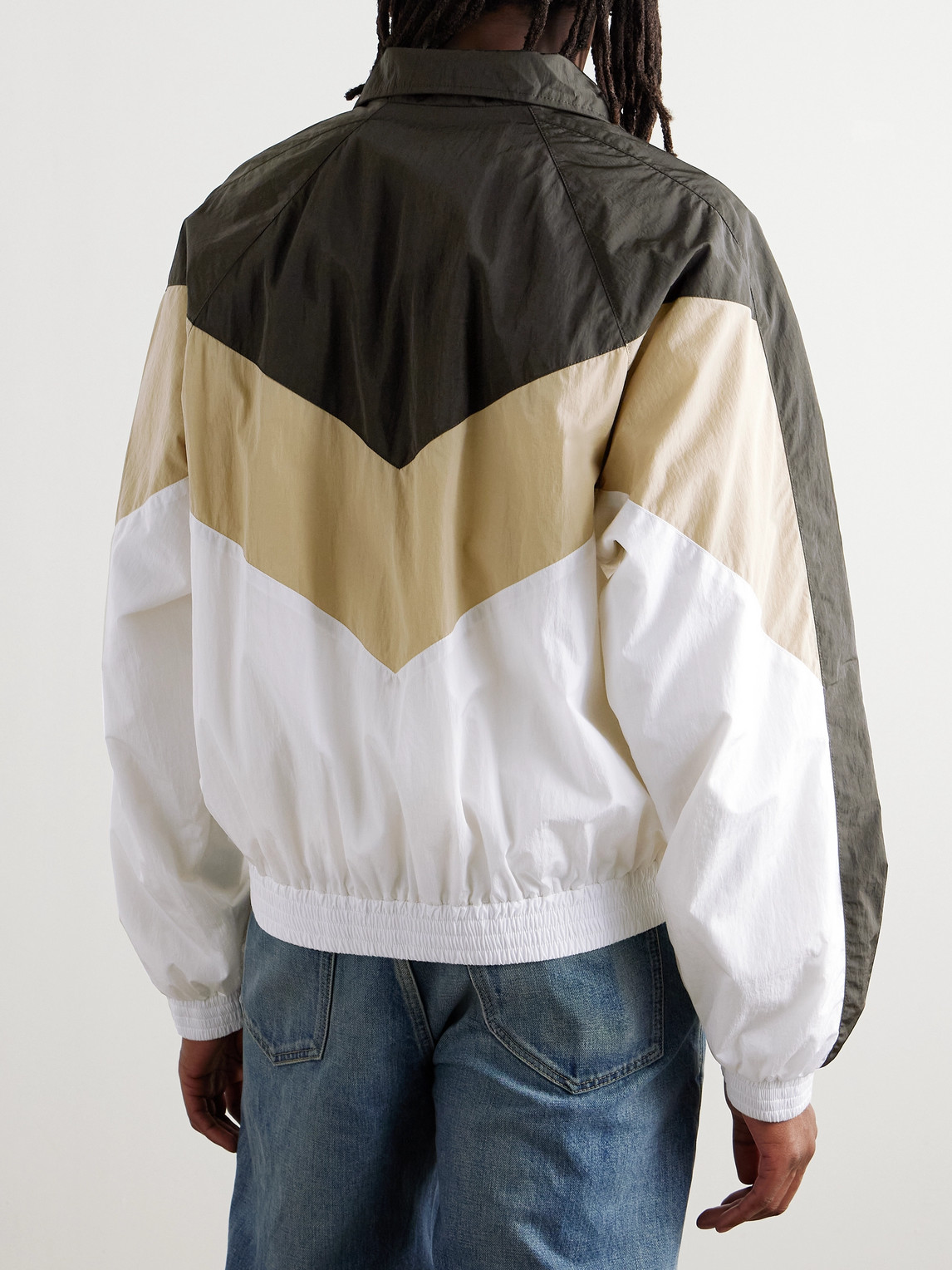 Saint Laurent Logo-print Panelled Shell Track Jacket In White