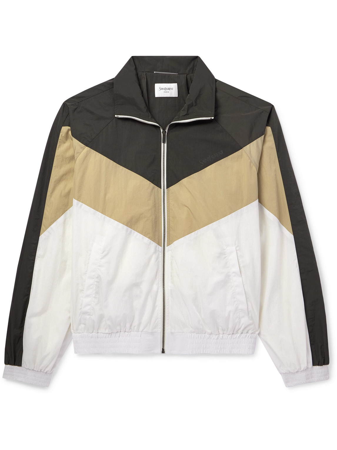 Saint Laurent Logo-print Panelled Shell Track Jacket In White