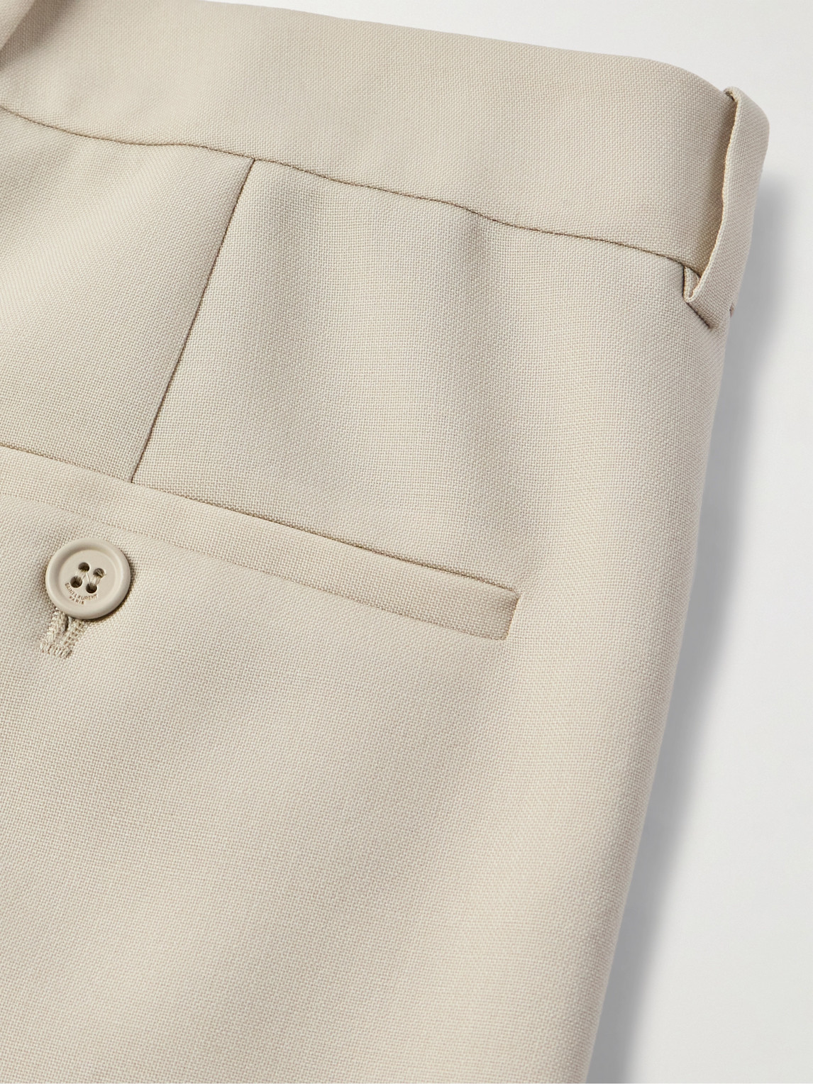 Saint Laurent Tapered Pleated Grain De Poudre Wool Trousers In Neutrals