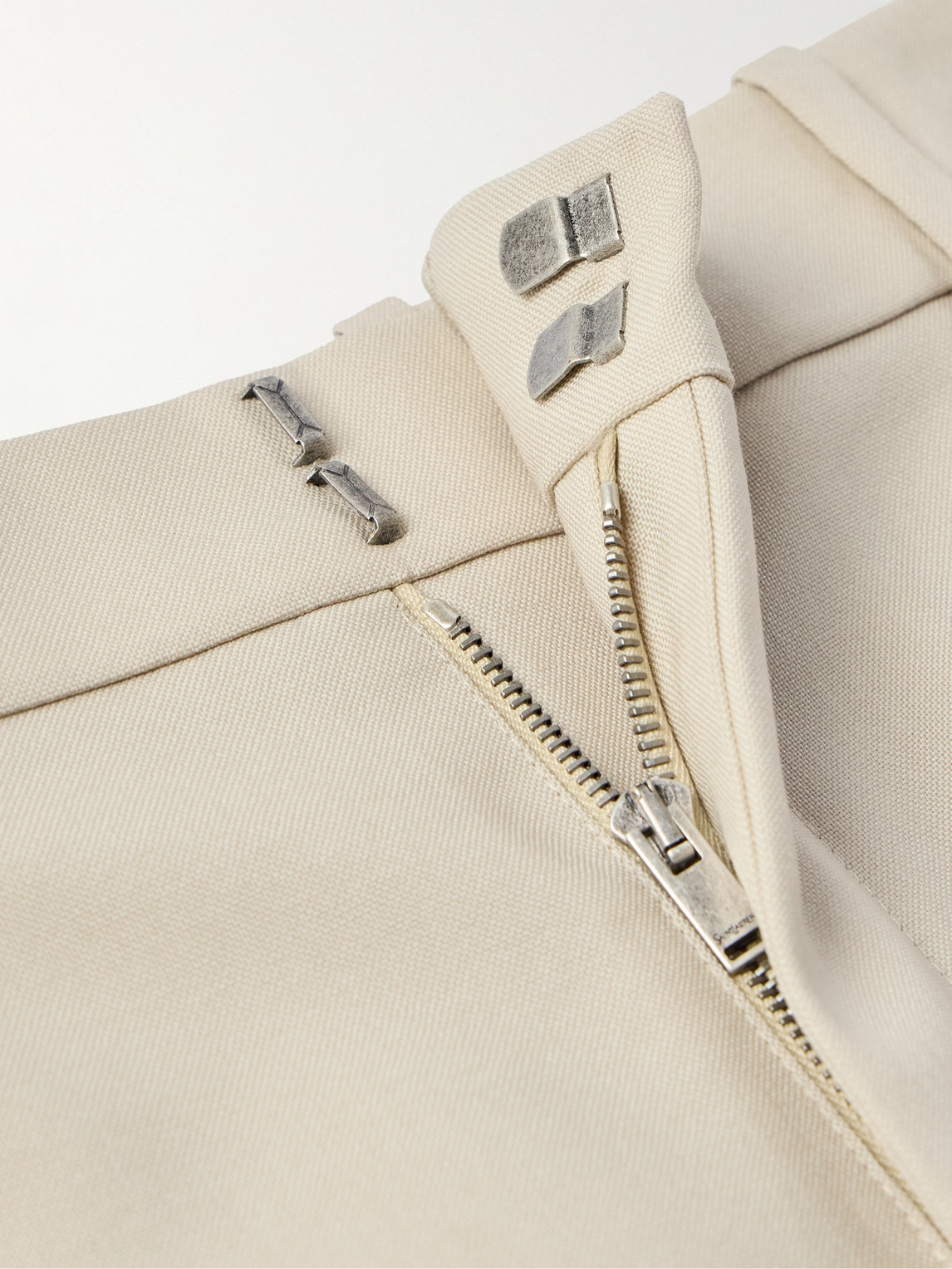 Saint Laurent Tapered Pleated Grain De Poudre Wool Trousers In Neutrals