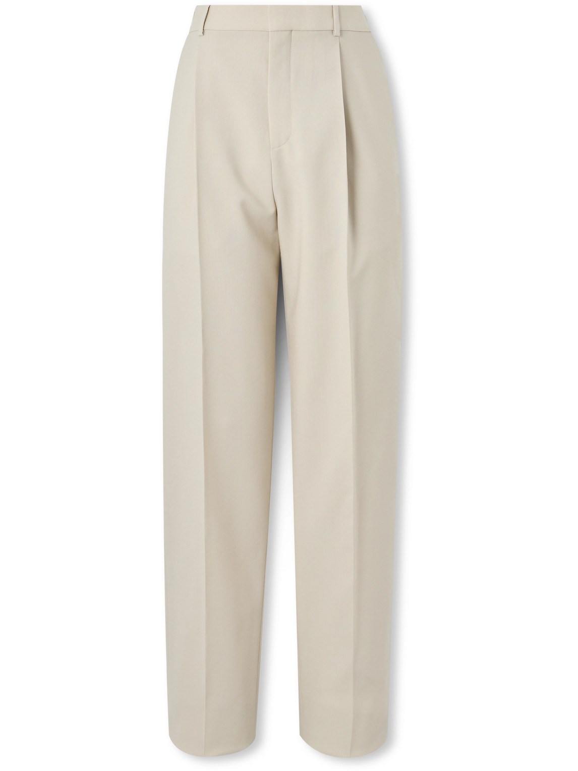 Saint Laurent Tapered Pleated Grain De Poudre Wool Trousers In Neutrals