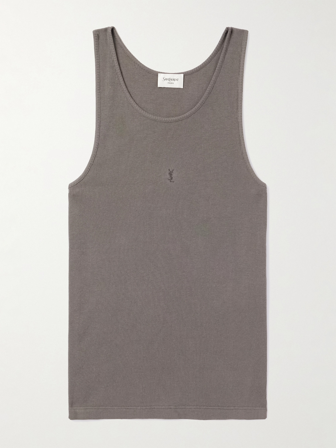 Saint Laurent Logo-Embroidered Ribbed Cotton Tank Top - Men
