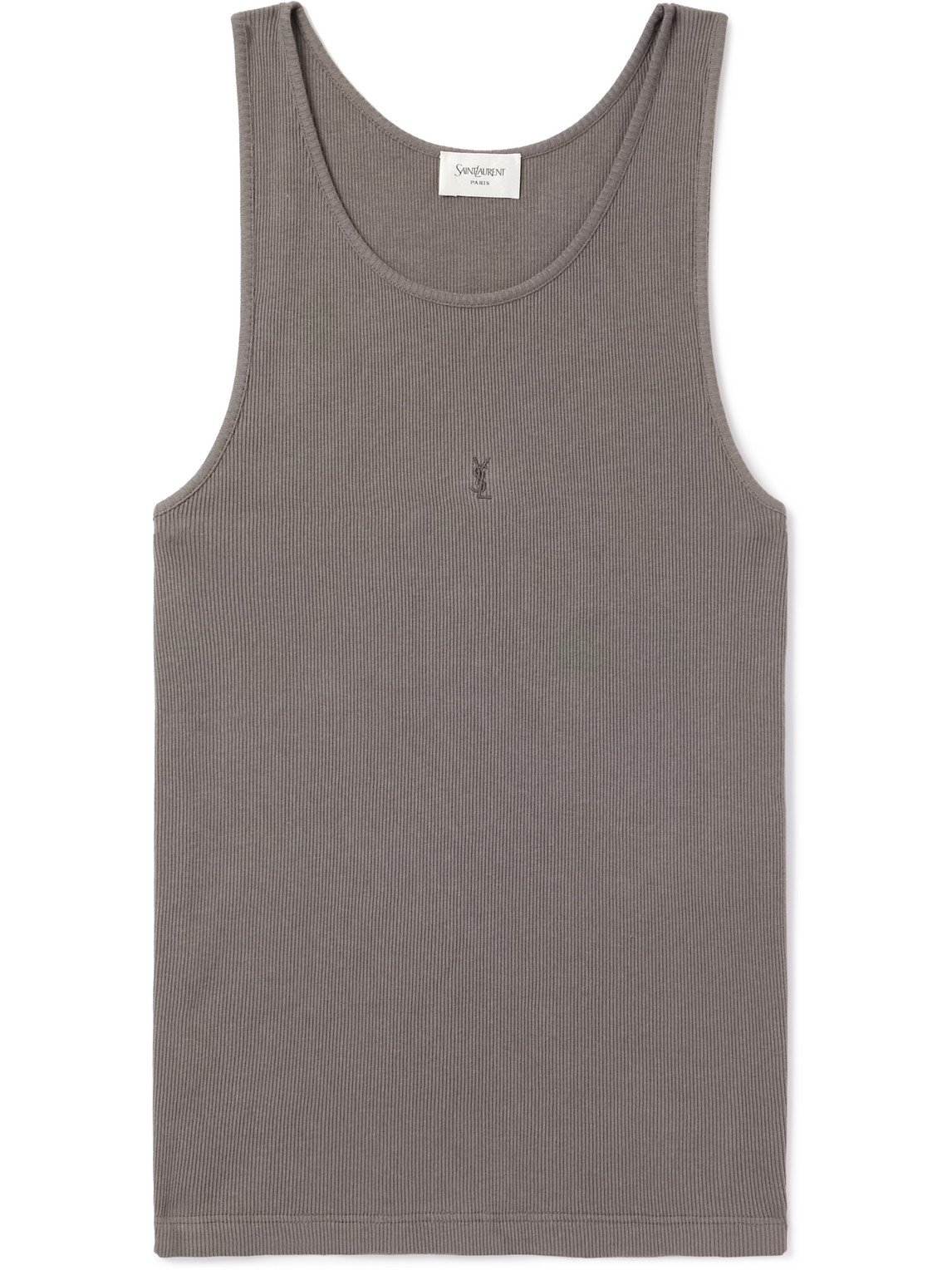 Logo-Embroidered Ribbed Cotton Tank Top