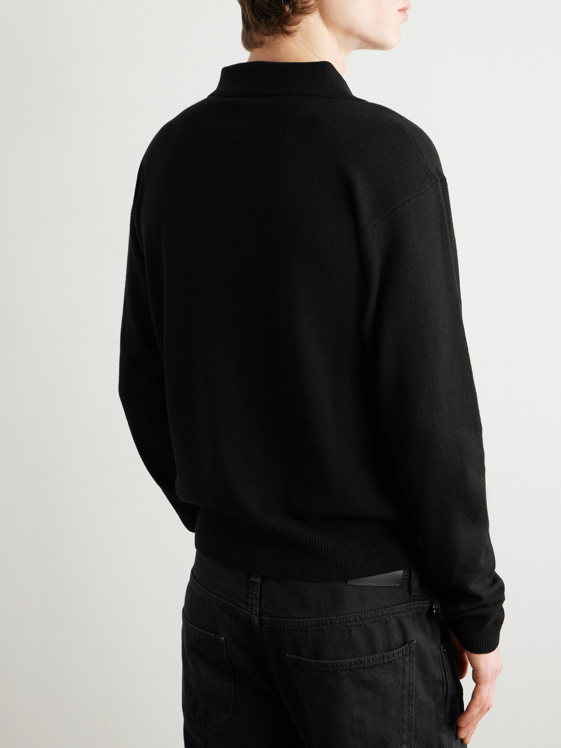 Saint Laurent Wool Polo Sweater In Black