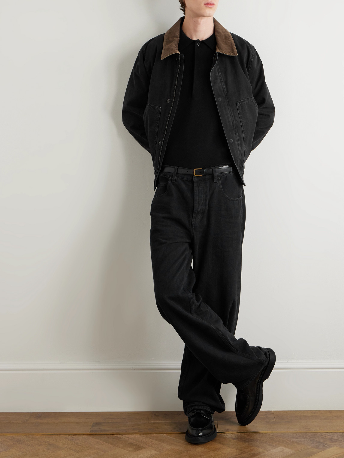 Saint Laurent Wool Polo Sweater In Black