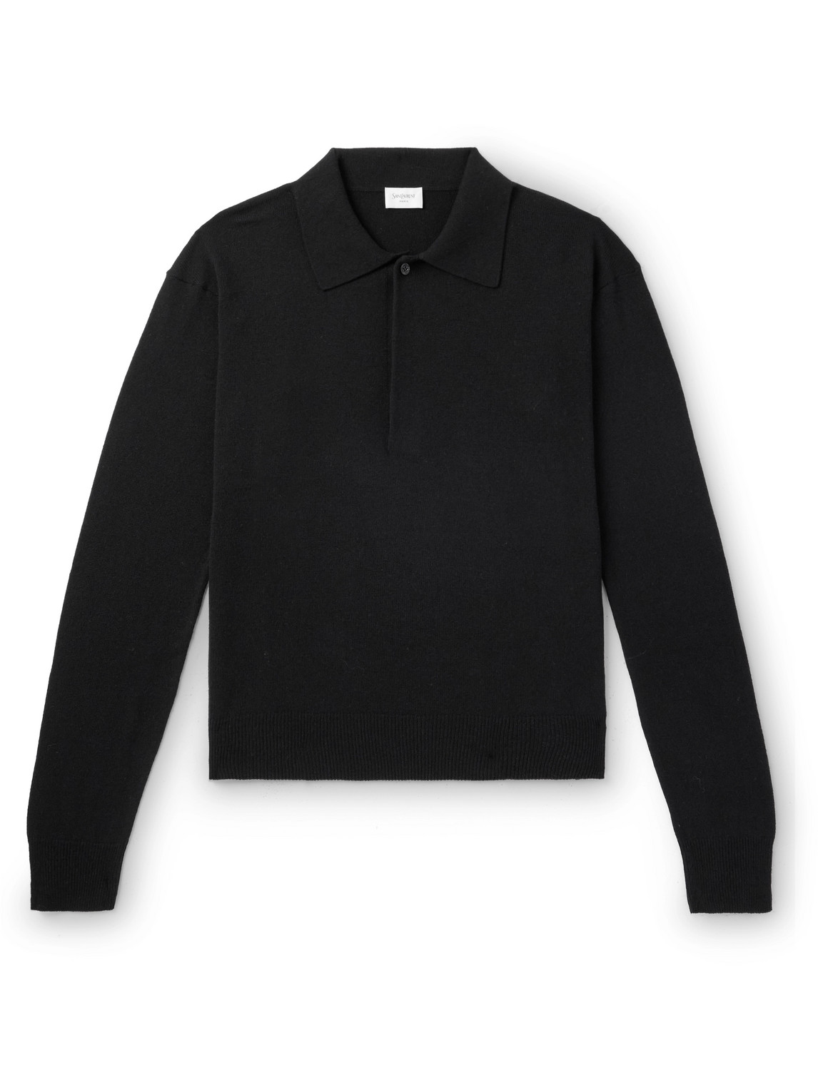 Saint Laurent Wool Polo Sweater In Black