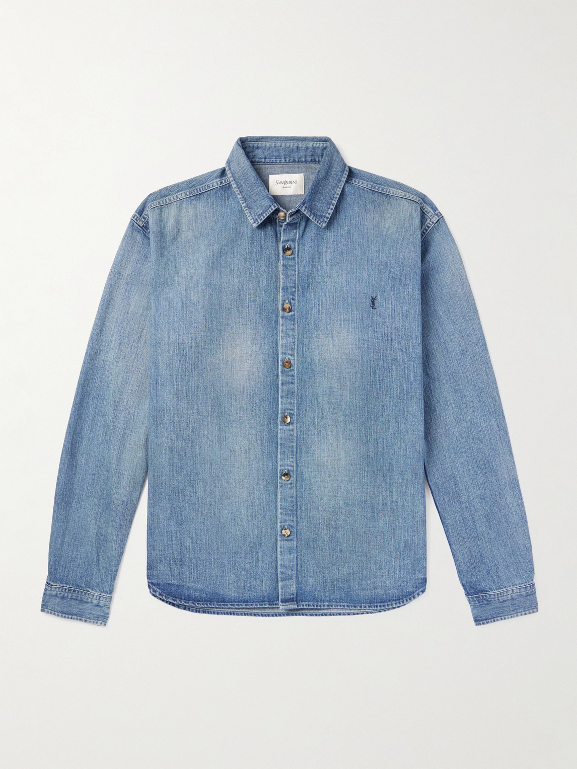 Saint Laurent Logo-Embroidered Denim Shirt - Men