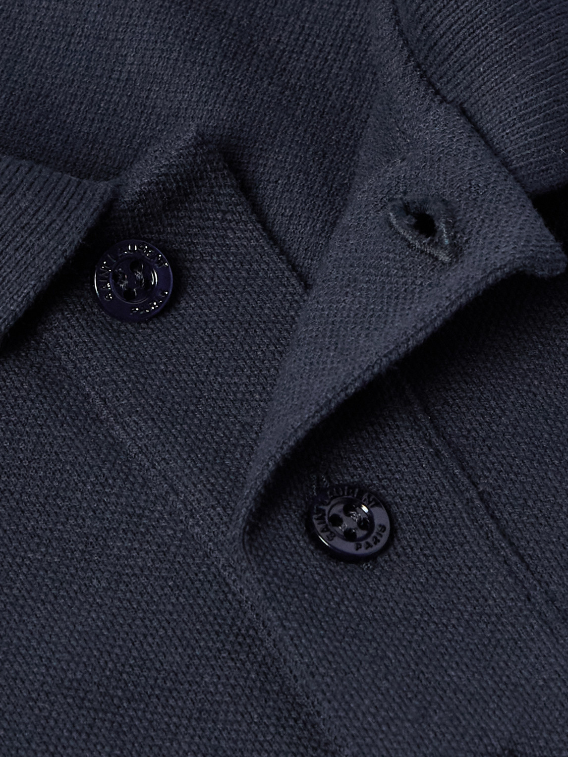 Saint Laurent Embroidered Monogram Polo Shirt In Blue