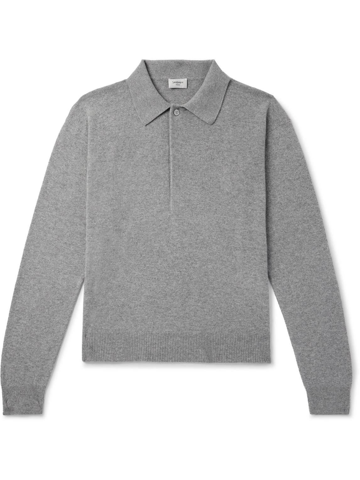 Saint Laurent Wool Polo Sweater In Gray