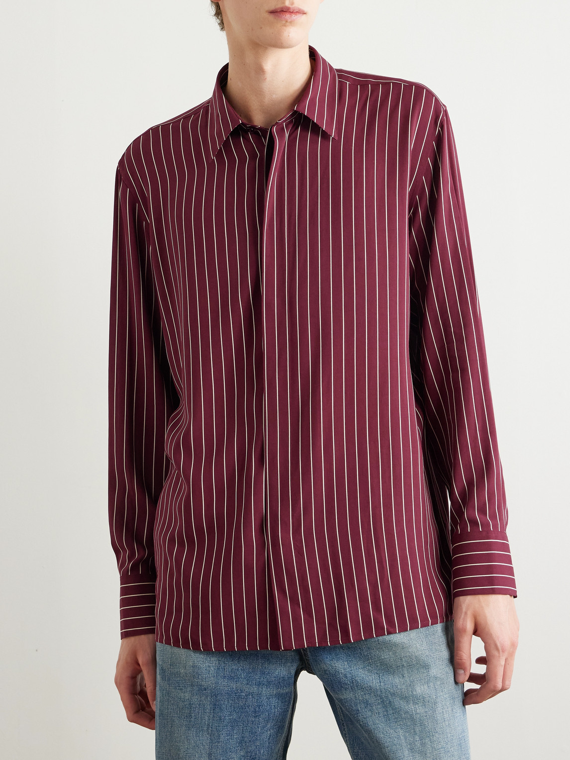 Saint Laurent Bordeaux Clothing Shirts In Red