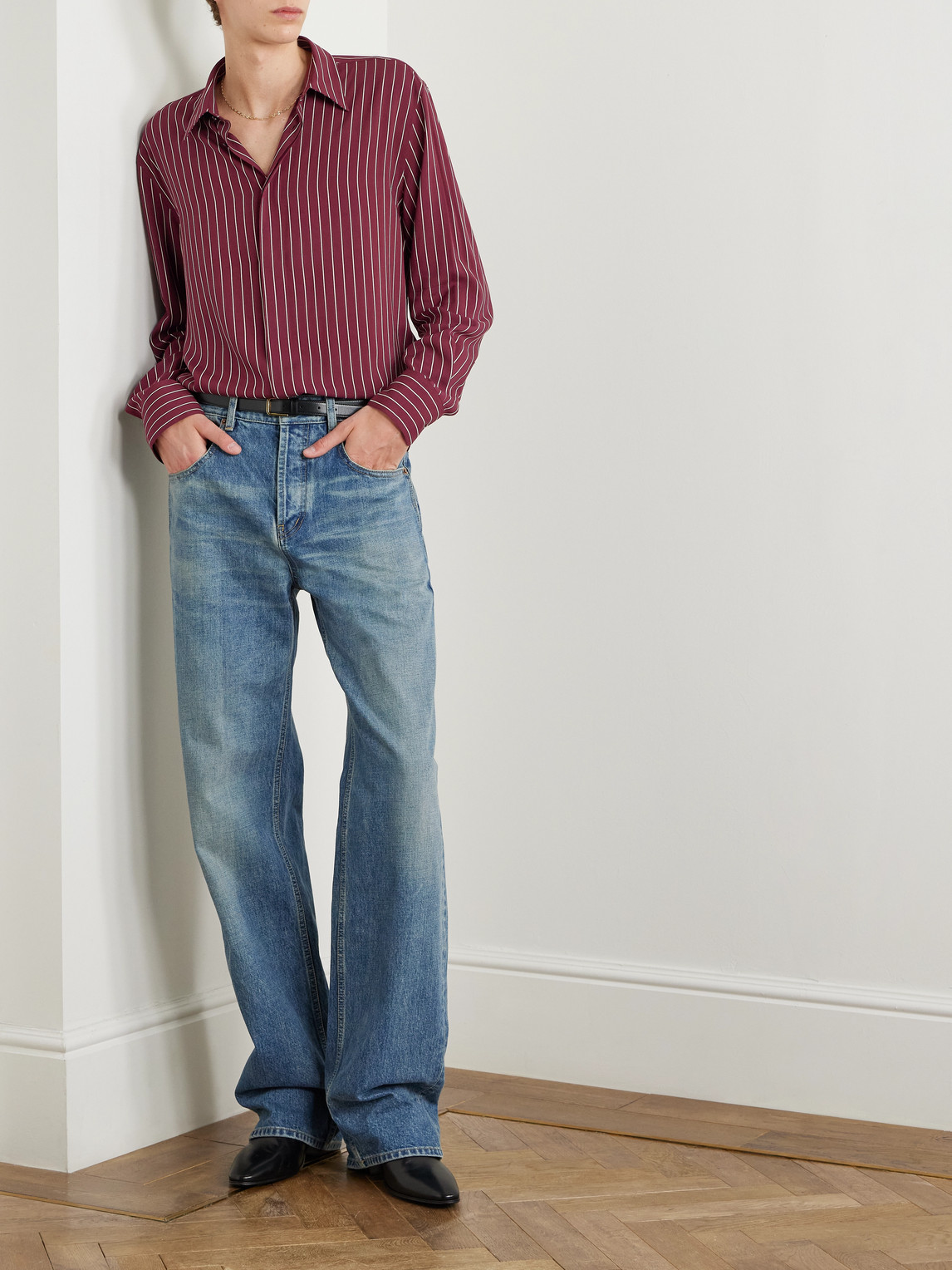 Saint Laurent Bordeaux Clothing Shirts In Red