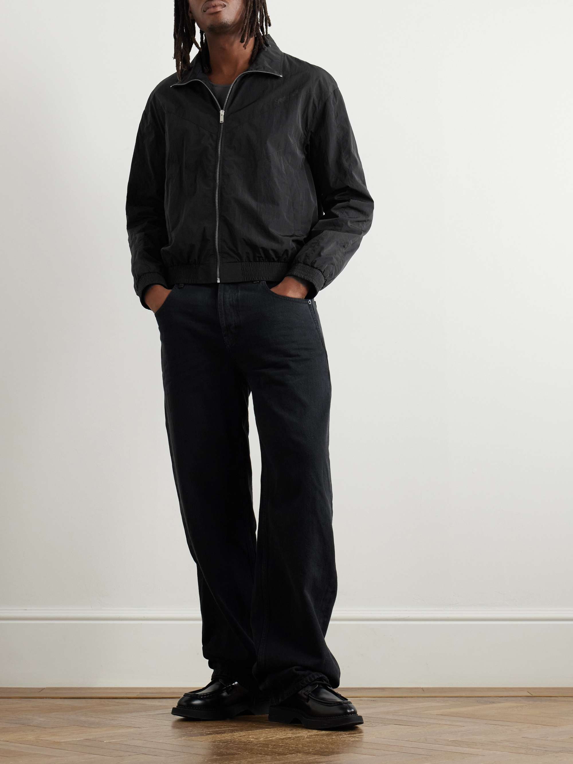 SAINT LAURENT Logo-Embroidered Shell Bomber Jacket for Men