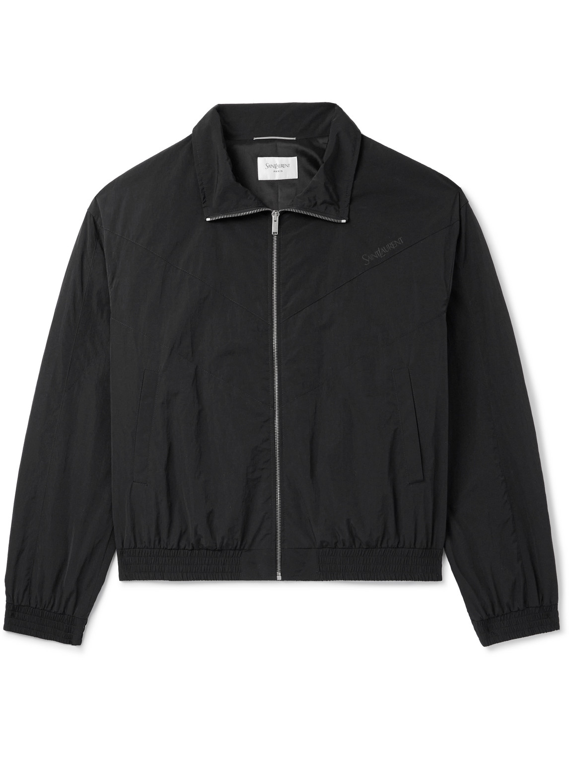 Saint Laurent Logo-embroidered Shell Bomber Jacket In Black