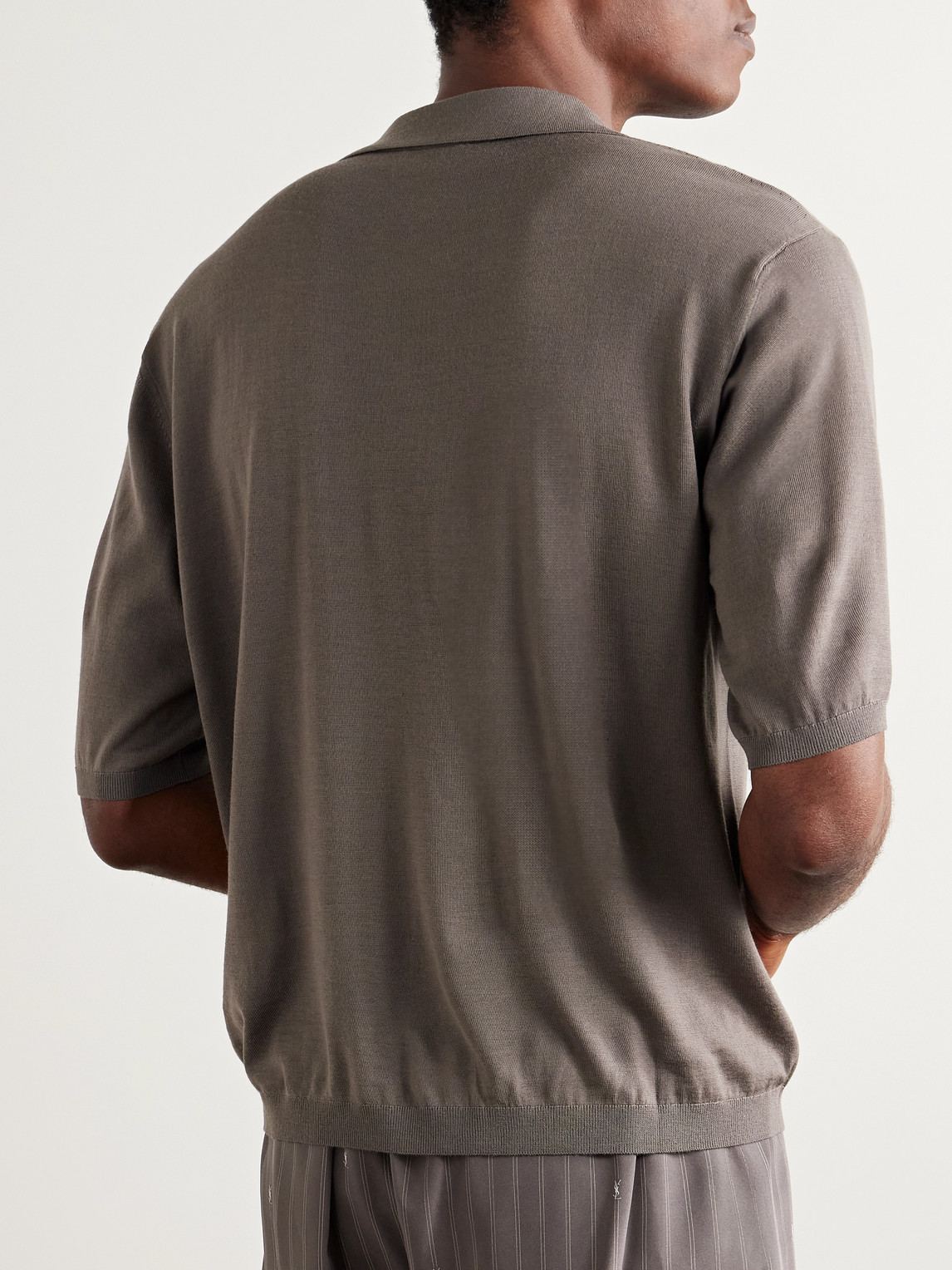 Saint Laurent Wool Polo Shirt In Gray