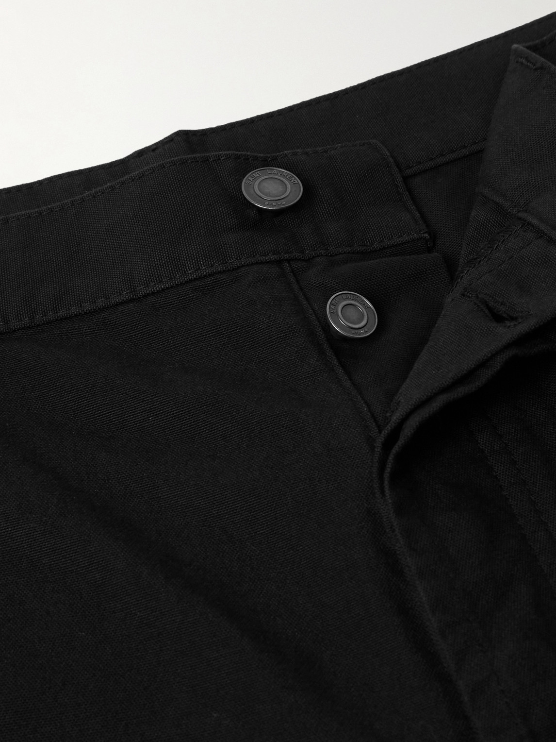 Saint Laurent Wide-leg Cotton-canvas Shorts In Black