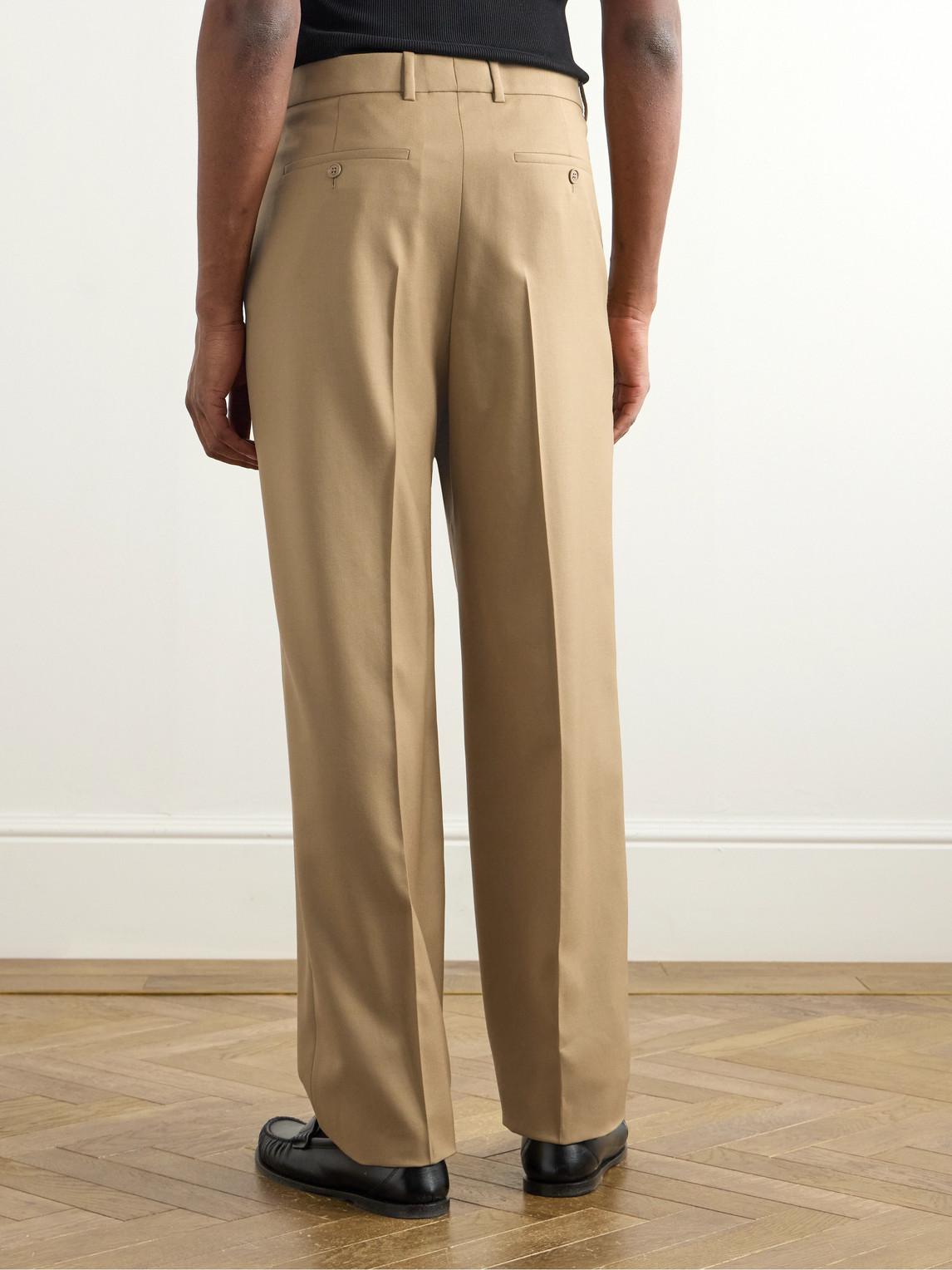 Saint Laurent Tapered Pleated Grain De Poudre Wool Trousers In Neutrals