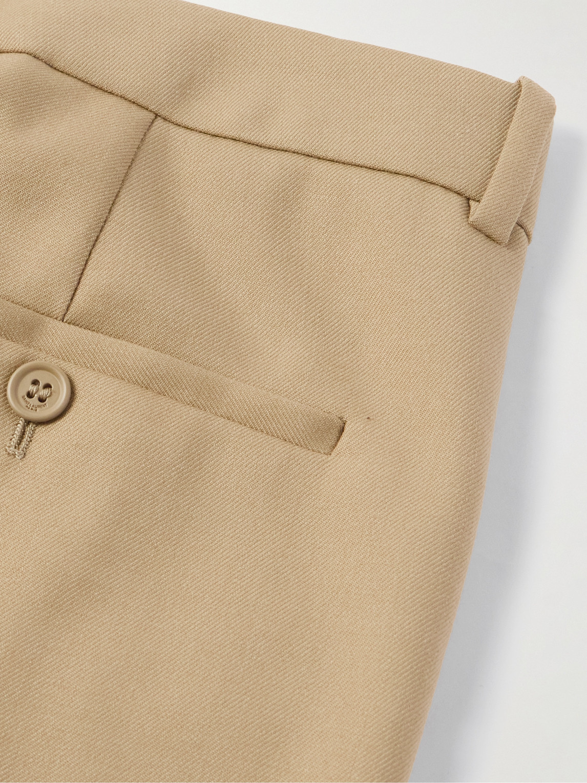 Saint Laurent Tapered Pleated Grain De Poudre Wool Trousers In Neutrals