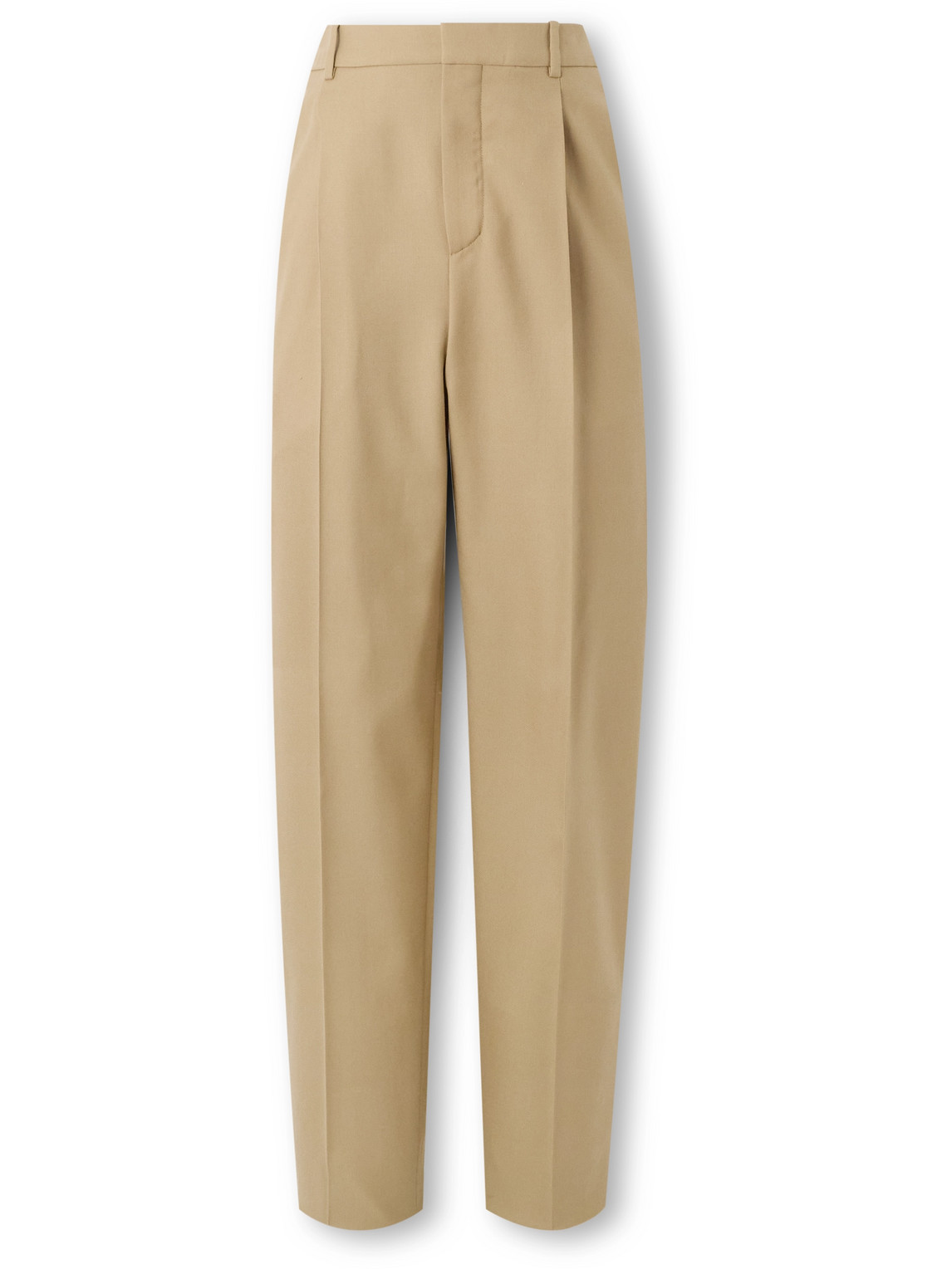 Saint Laurent Tapered Pleated Grain De Poudre Wool Trousers In Neutrals