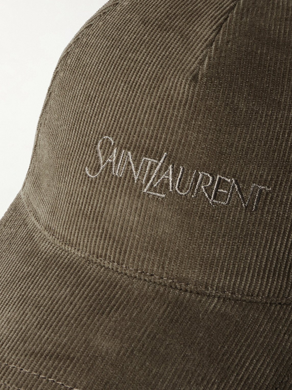 Saint Laurent Logo-embroidered Cotton-corduroy Baseball Cap In Brown