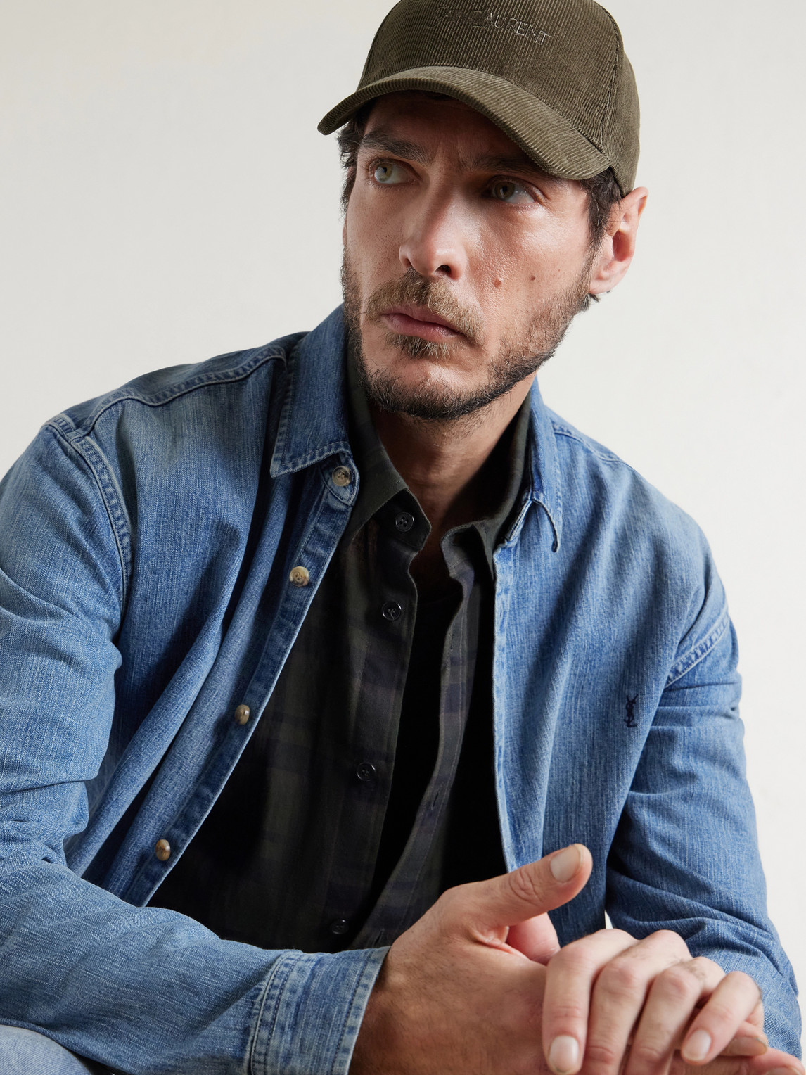 Saint Laurent Logo-embroidered Cotton-corduroy Baseball Cap In Brown