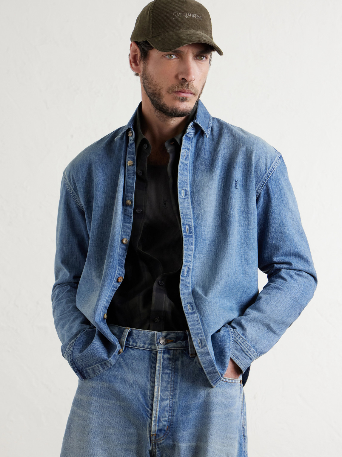 Saint Laurent Logo-embroidered Cotton-corduroy Baseball Cap In Brown