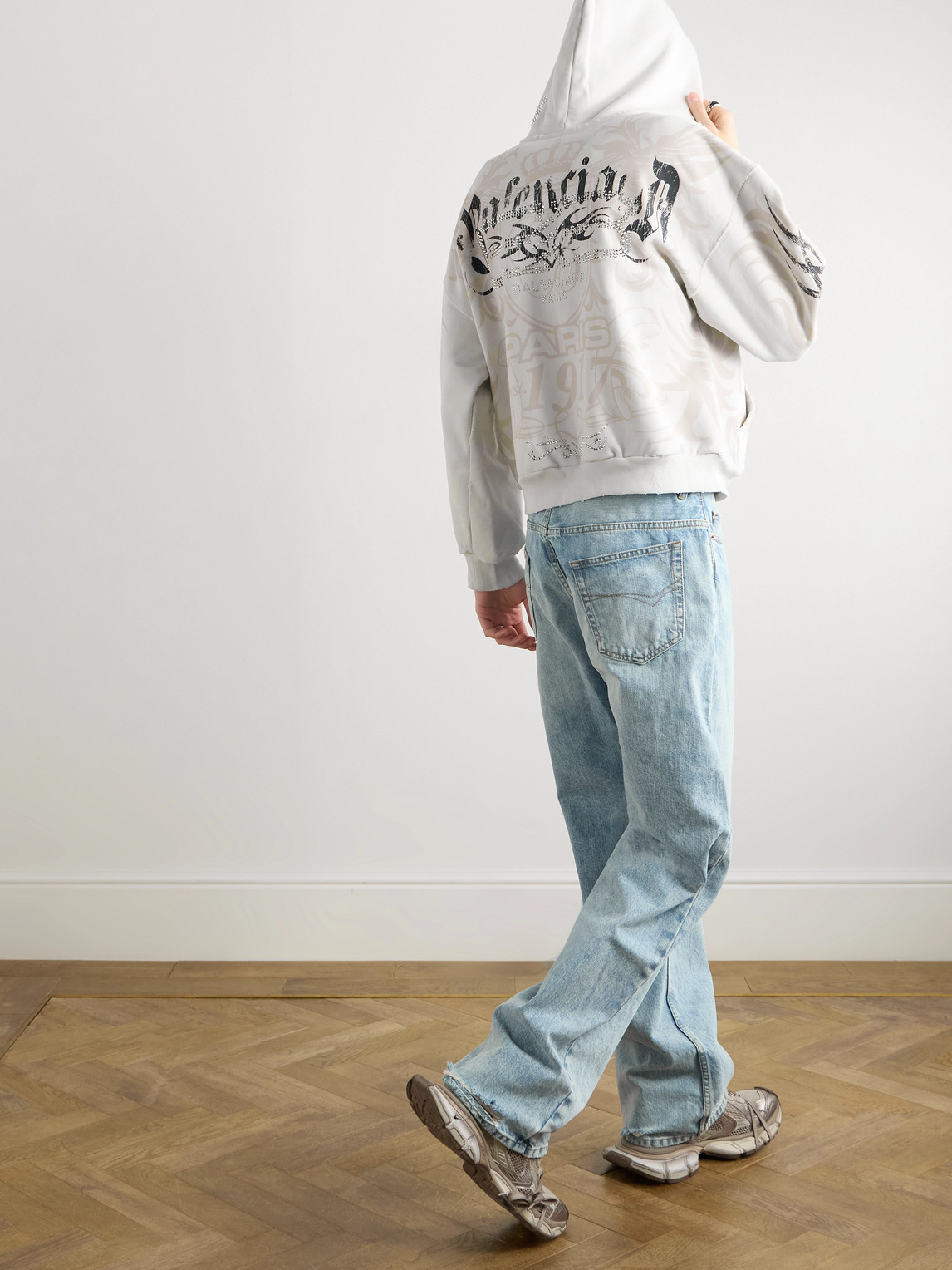 Balenciaga Tacky Embellished Metallic Logo-print Cotton Balenciaga Tacky Embellished Metallic Logo-print Cotton