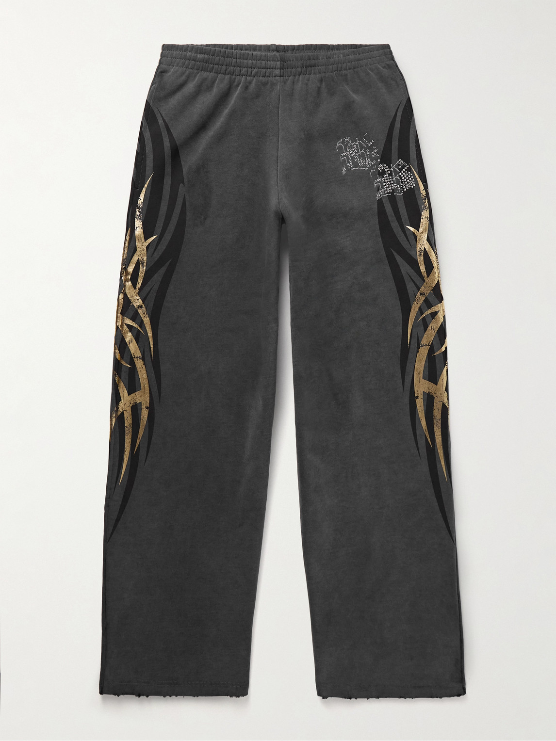 Balenciaga Tacky Wide-Leg Crystal-Embellished Printed Cotton-Jersey weatpants - Men