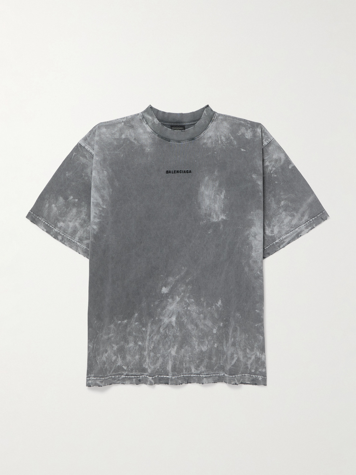 Balenciaga Oversized Distressed Logo-Embroidered Printed Cotton-Jersey T-Shirt - Men